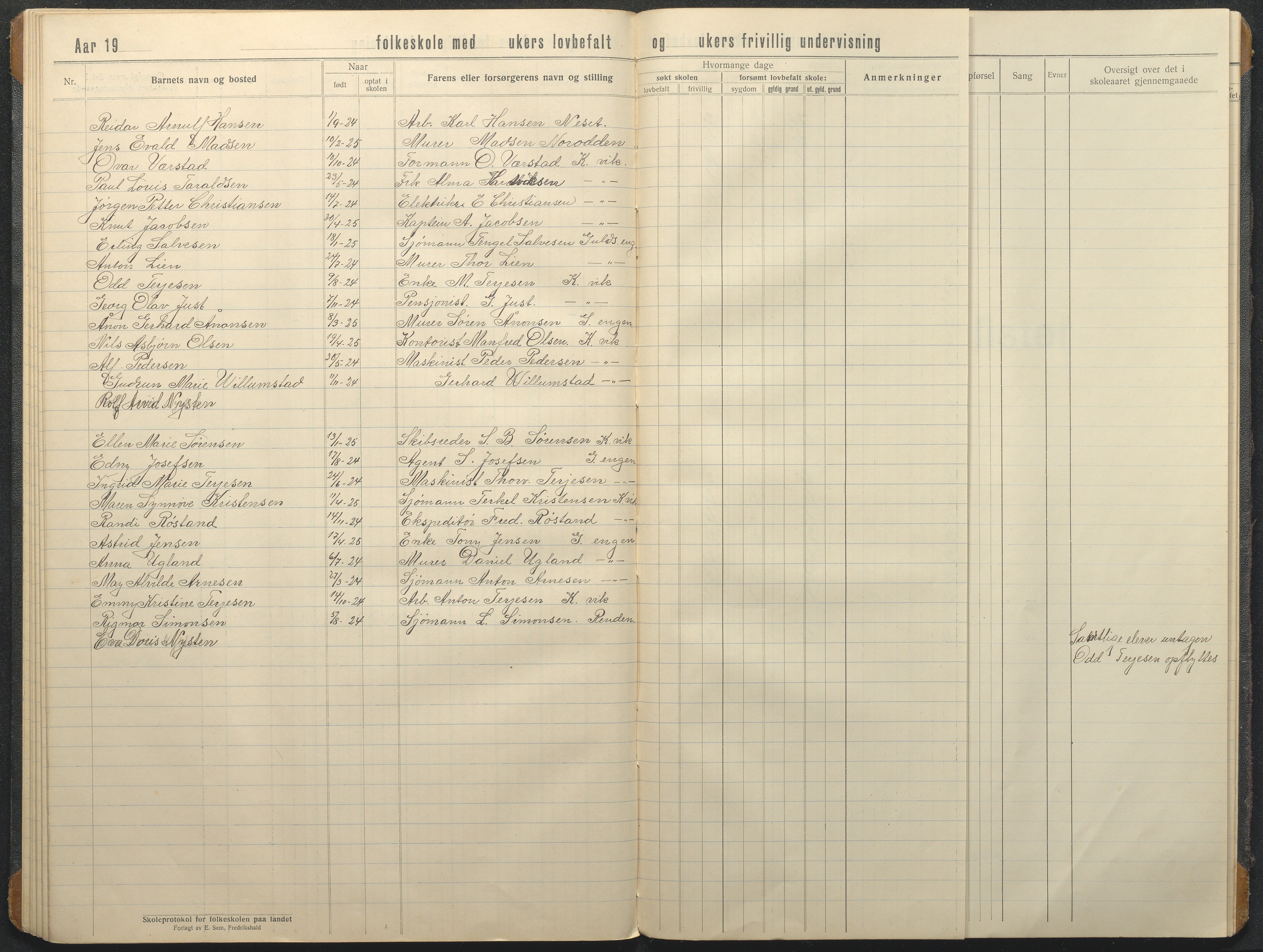 Hisøy kommune frem til 1991, AAKS/KA0922-PK/32/L0020: Skoleprotokoll, 1920-1931