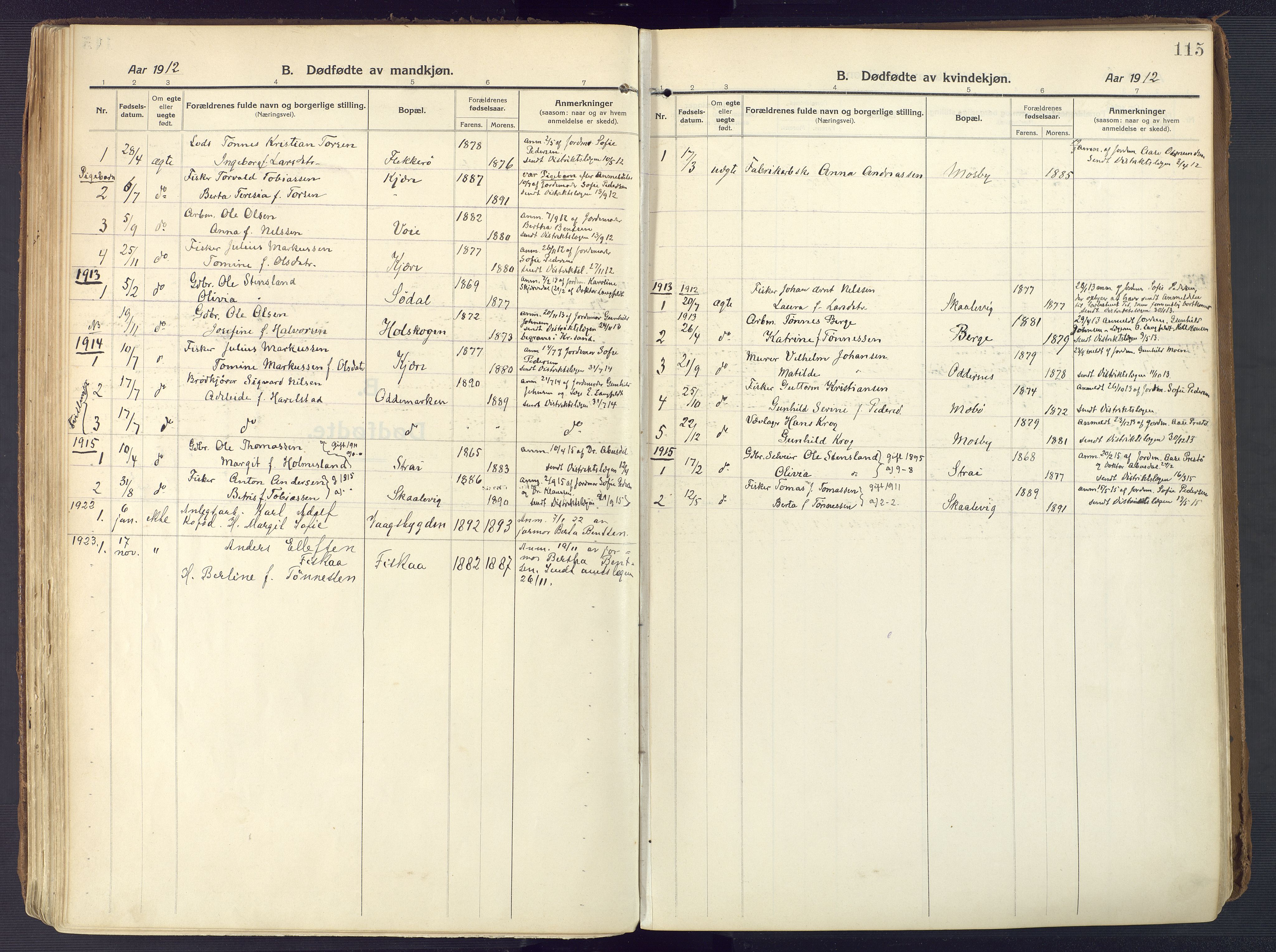 Oddernes sokneprestkontor, SAK/1111-0033/F/Fa/Faa/L0012: Ministerialbok nr. A 12, 1912-1925, s. 115