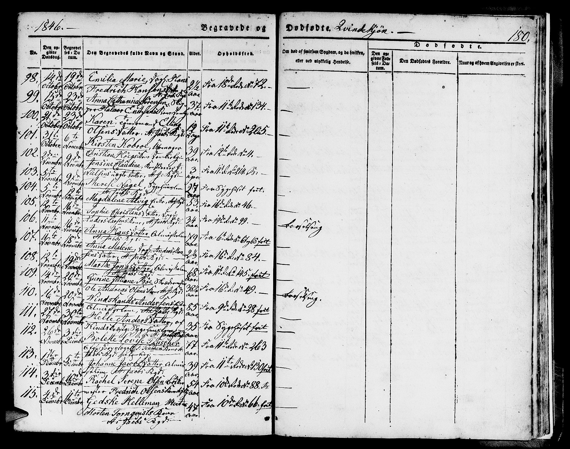 Domkirken sokneprestembete, AV/SAB-A-74801/H/Hab/L0037: Klokkerbok nr. E 1, 1836-1848, s. 180