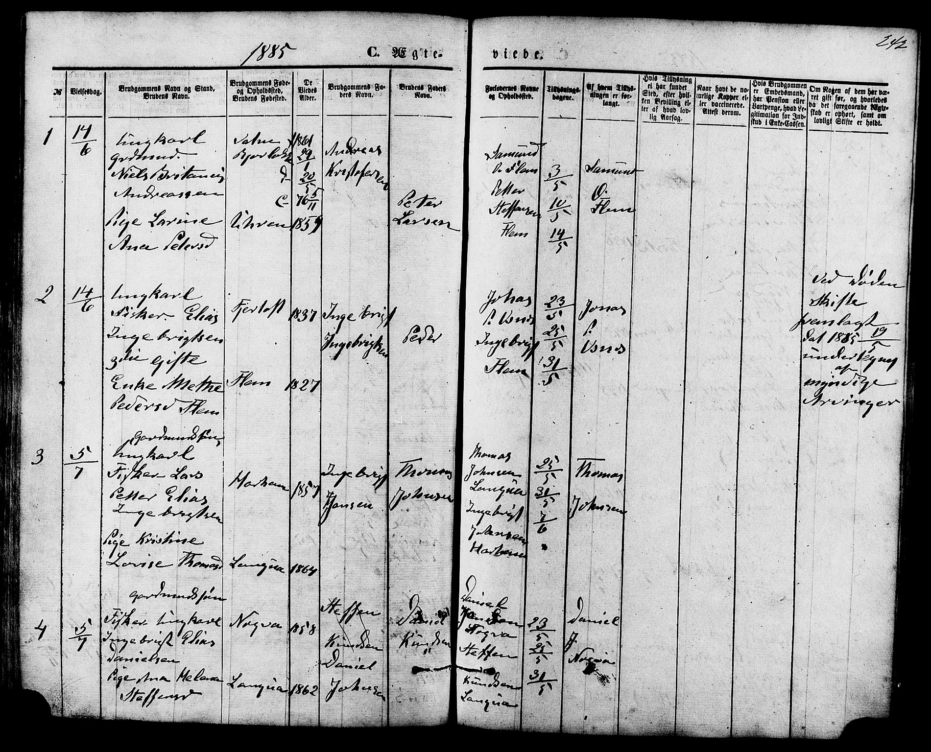 Ministerialprotokoller, klokkerbøker og fødselsregistre - Møre og Romsdal, AV/SAT-A-1454/536/L0500: Ministerialbok nr. 536A09, 1876-1889, s. 242