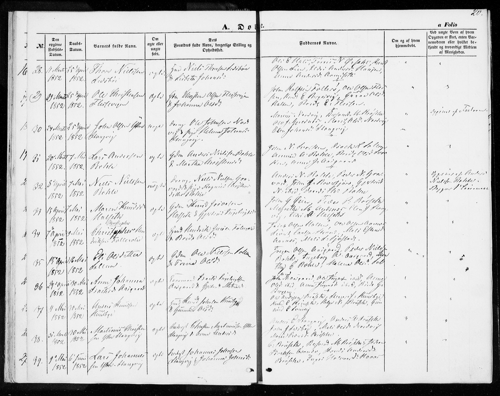 Ministerialprotokoller, klokkerbøker og fødselsregistre - Møre og Romsdal, AV/SAT-A-1454/592/L1026: Ministerialbok nr. 592A04, 1849-1867, s. 20