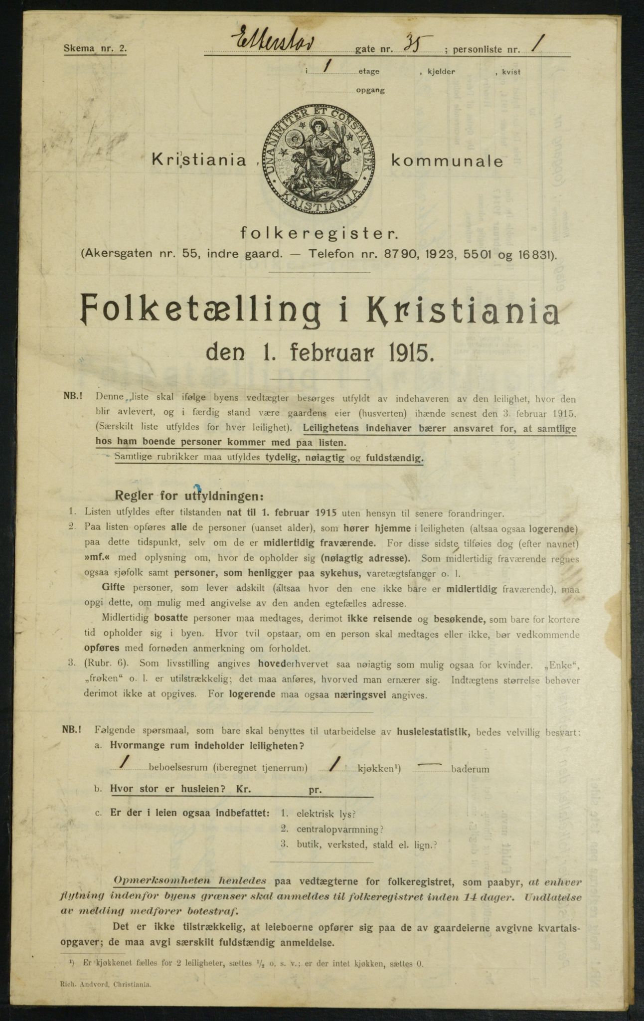 OBA, Kommunal folketelling 1.2.1915 for Kristiania, 1915, s. 22177