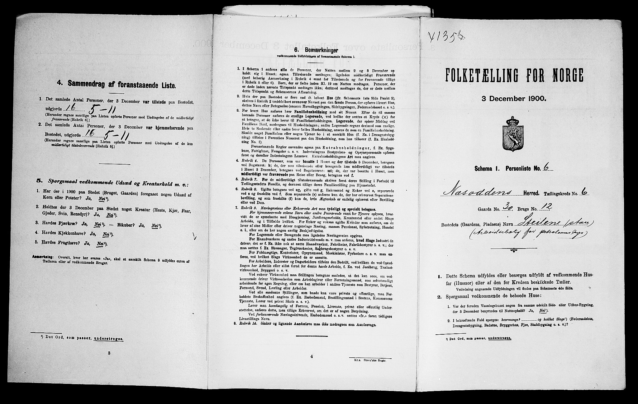 SAO, Folketelling 1900 for 0216 Nesodden herred, 1900