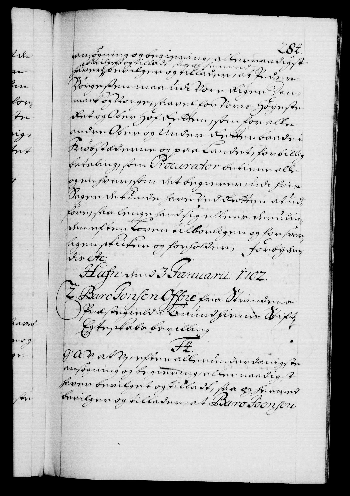 Danske Kanselli 1572-1799, AV/RA-EA-3023/F/Fc/Fca/Fcaa/L0018: Norske registre, 1699-1703, s. 284a