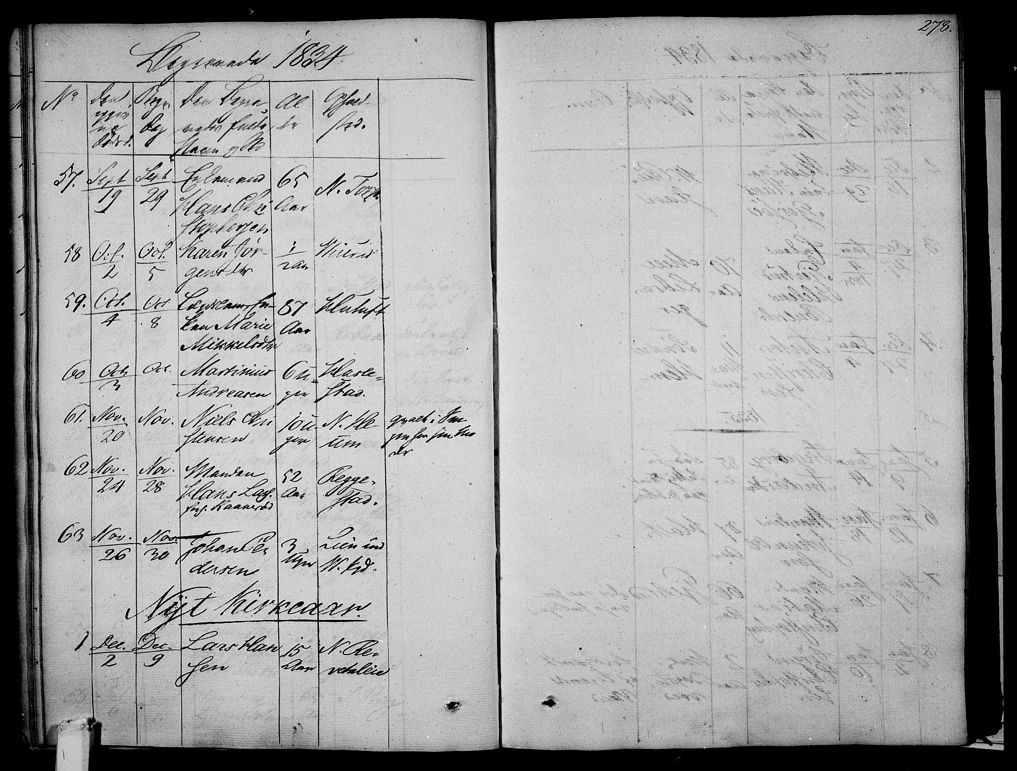 Våle kirkebøker, AV/SAKO-A-334/F/Fa/L0008: Ministerialbok nr. I 8, 1824-1844, s. 278