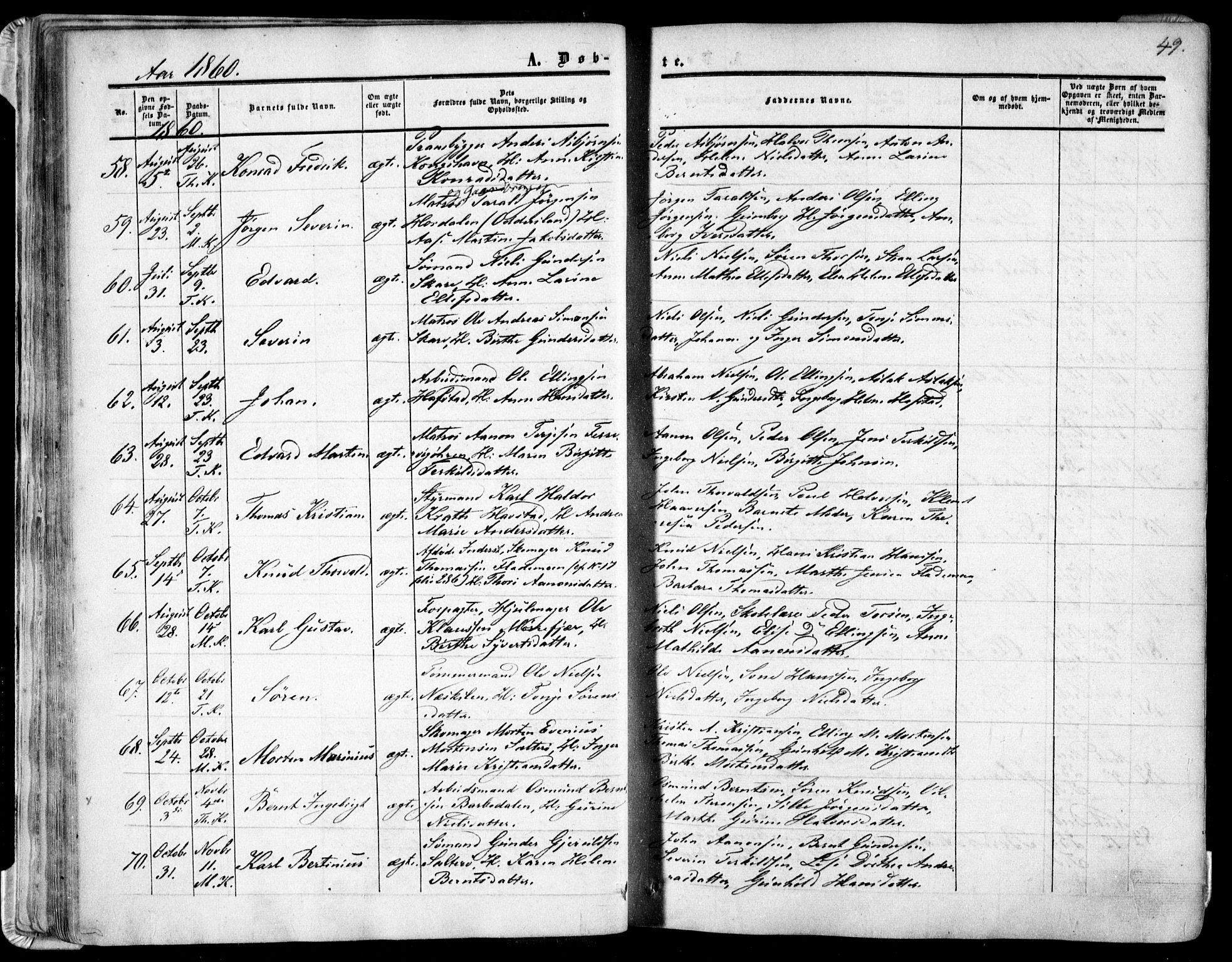 Tromøy sokneprestkontor, AV/SAK-1111-0041/F/Fa/L0006: Ministerialbok nr. A 6, 1855-1863, s. 49