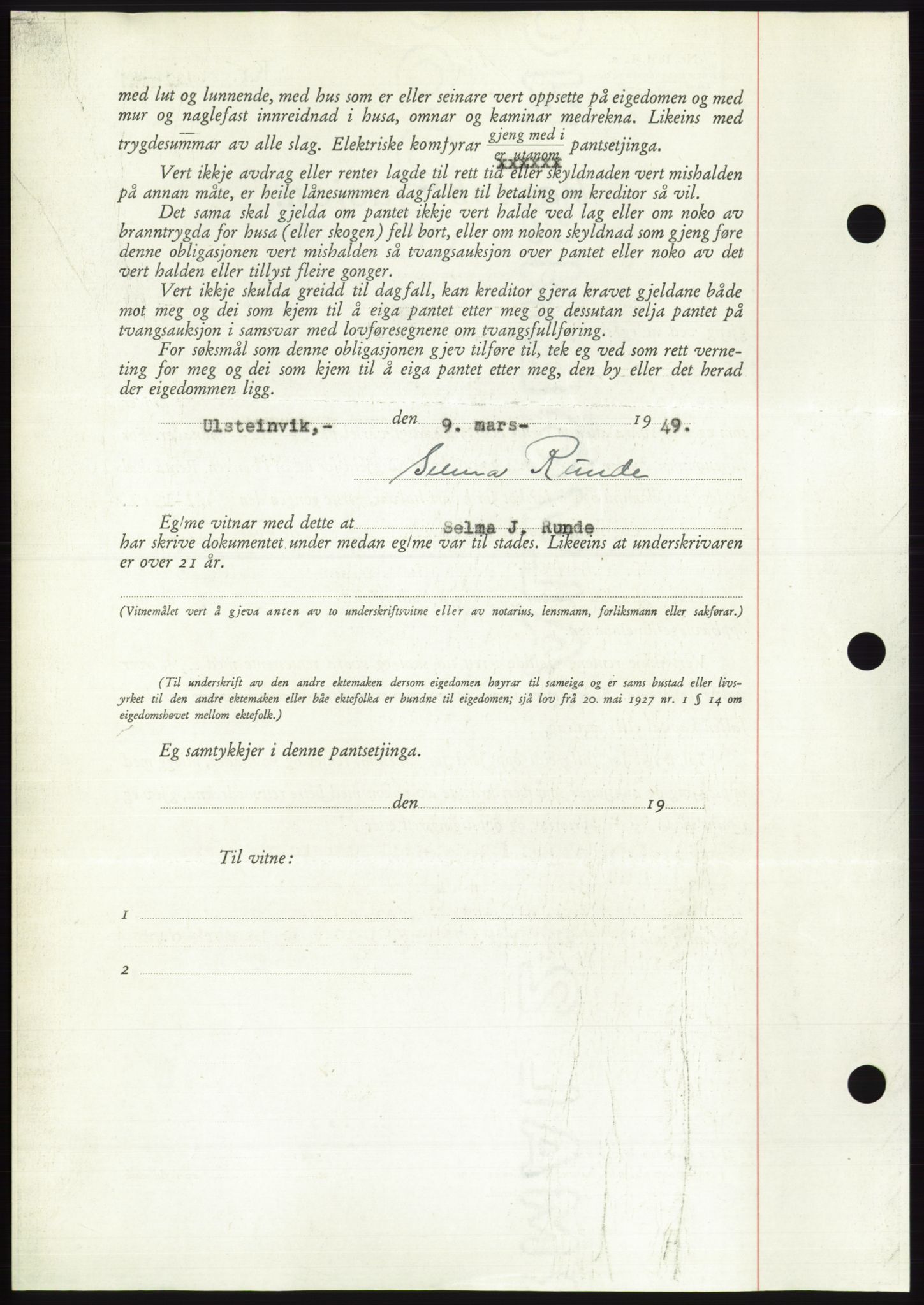 Søre Sunnmøre sorenskriveri, AV/SAT-A-4122/1/2/2C/L0116: Pantebok nr. 4B, 1948-1949, Dagboknr: 395/1949