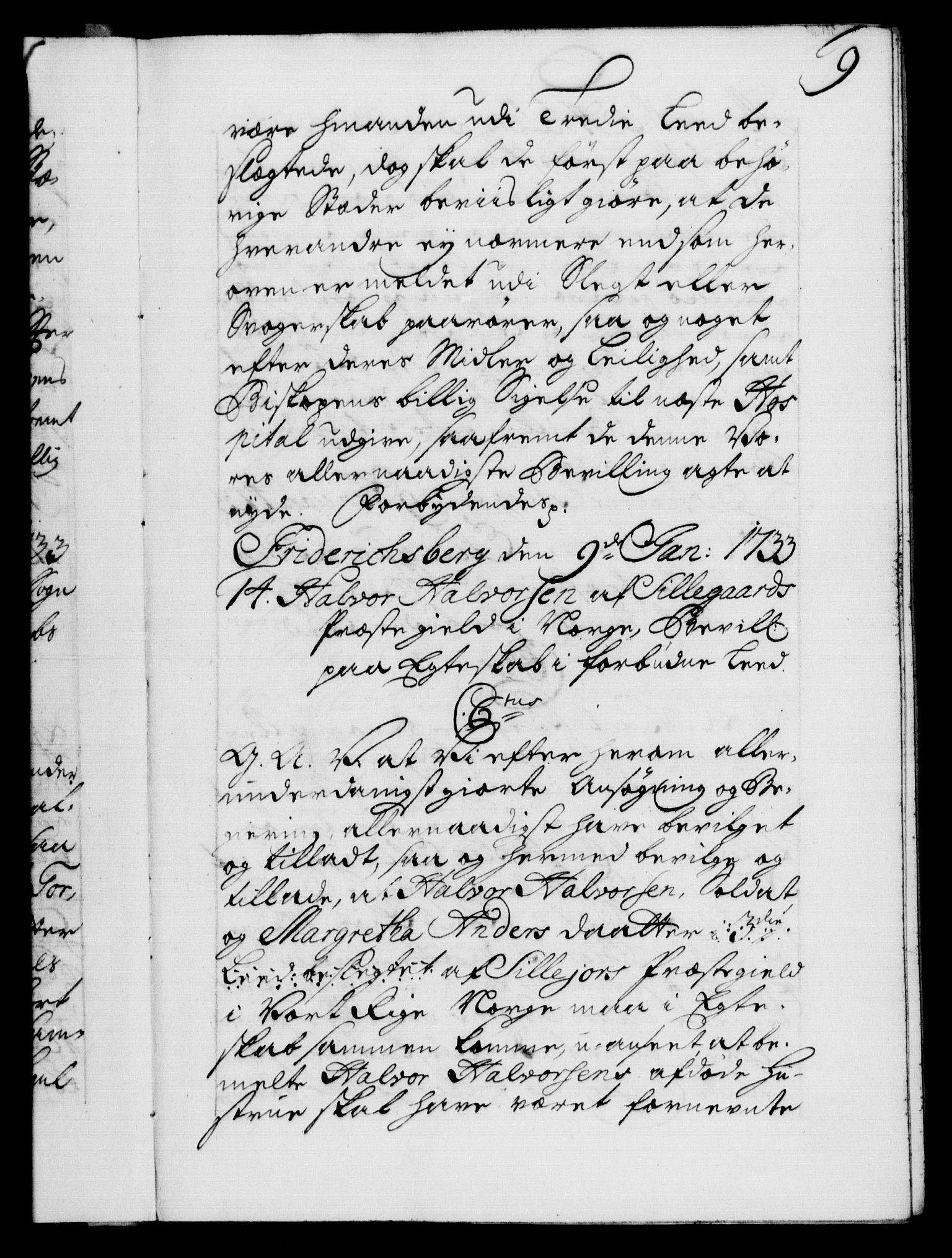 Danske Kanselli 1572-1799, AV/RA-EA-3023/F/Fc/Fca/Fcaa/L0028: Norske registre, 1733-1734, s. 9a
