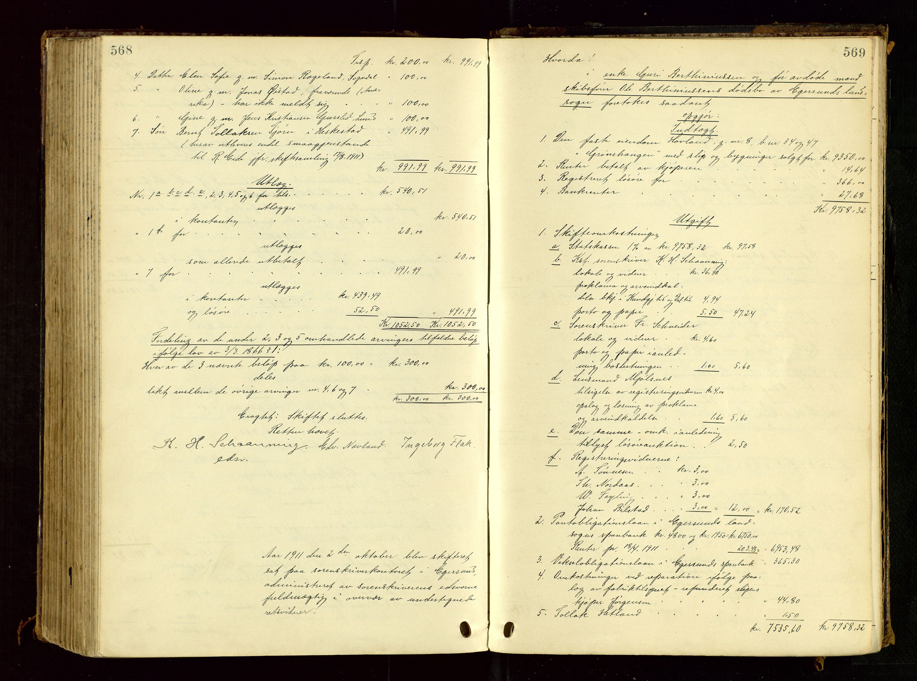 Dalane sorenskriveri, AV/SAST-A-100309/001/5/500/500BD/L0001: UTLODNINGSPROTOKOLL, 1900-1912, s. 568-569