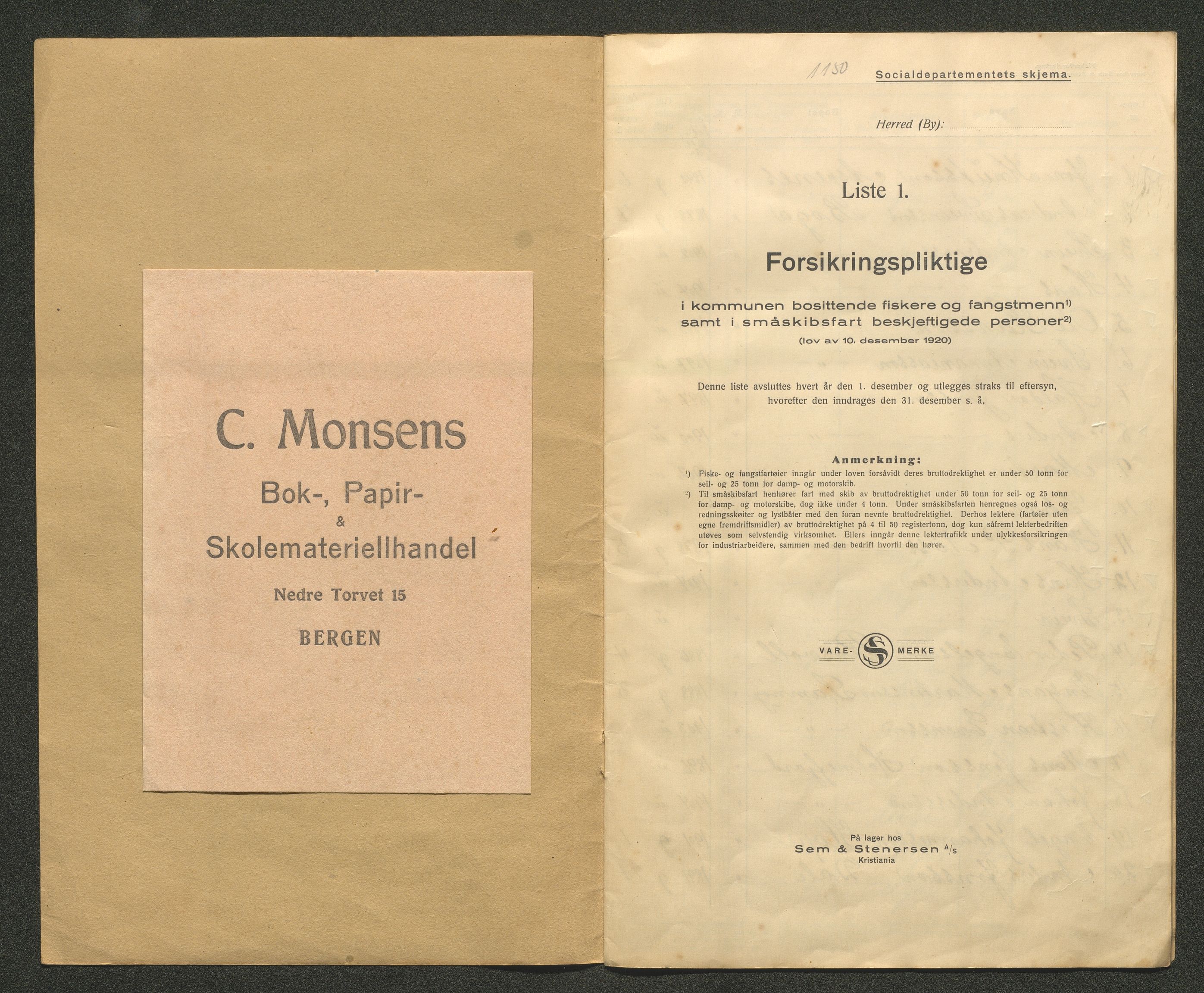 Fusa kommune. Fiskarmanntalsnemnda, IKAH/1241-352/F/Fa/L0003: Mandtalslister, 1923