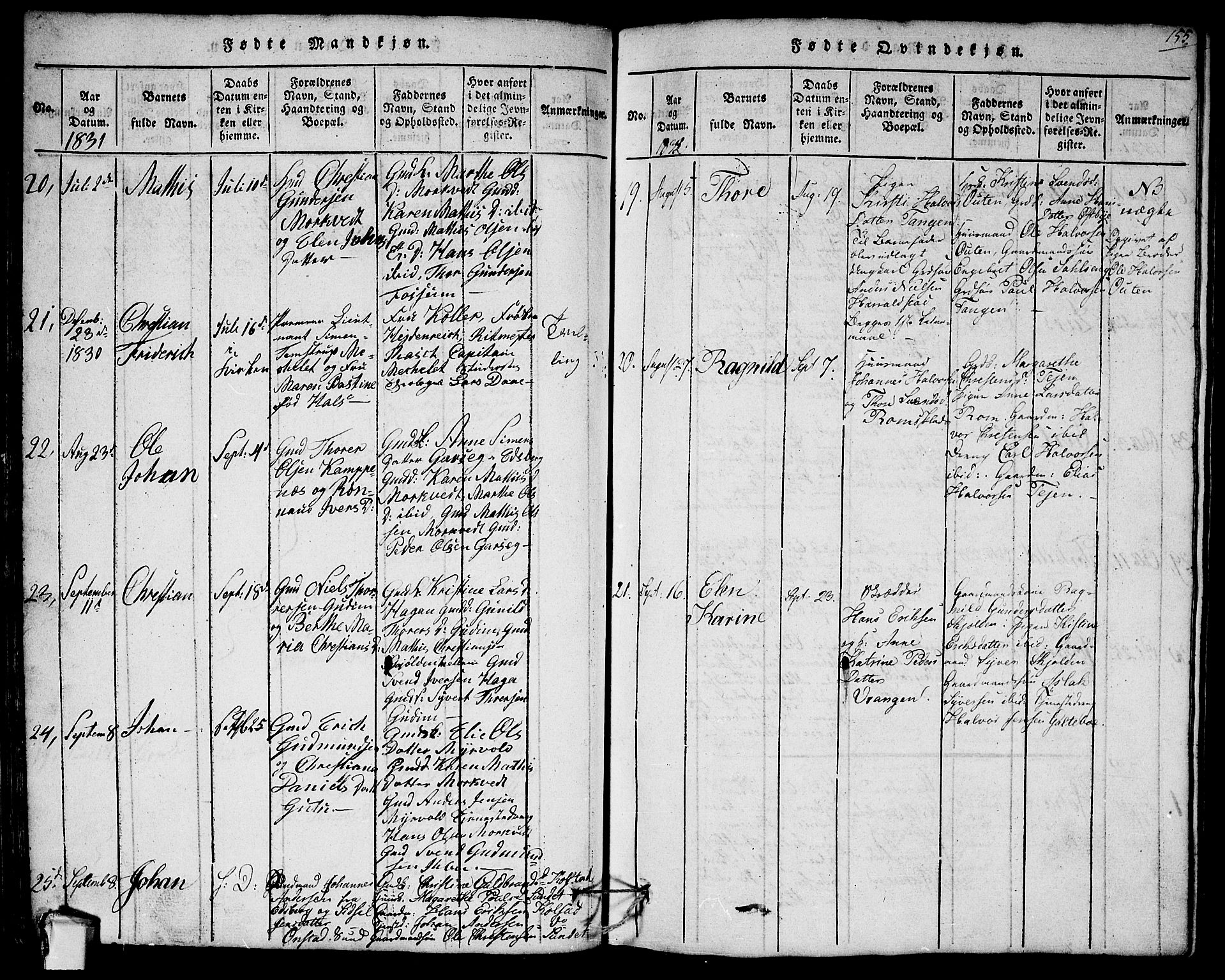 Askim prestekontor Kirkebøker, AV/SAO-A-10900/G/Ga/L0001: Klokkerbok nr. 1, 1817-1846, s. 154-155