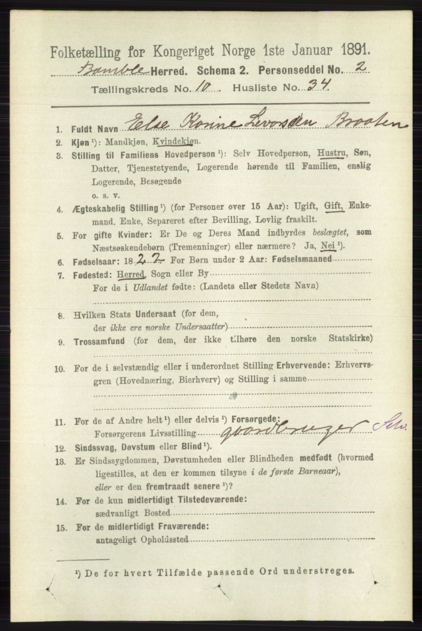 RA, Folketelling 1891 for 0814 Bamble herred, 1891, s. 5989