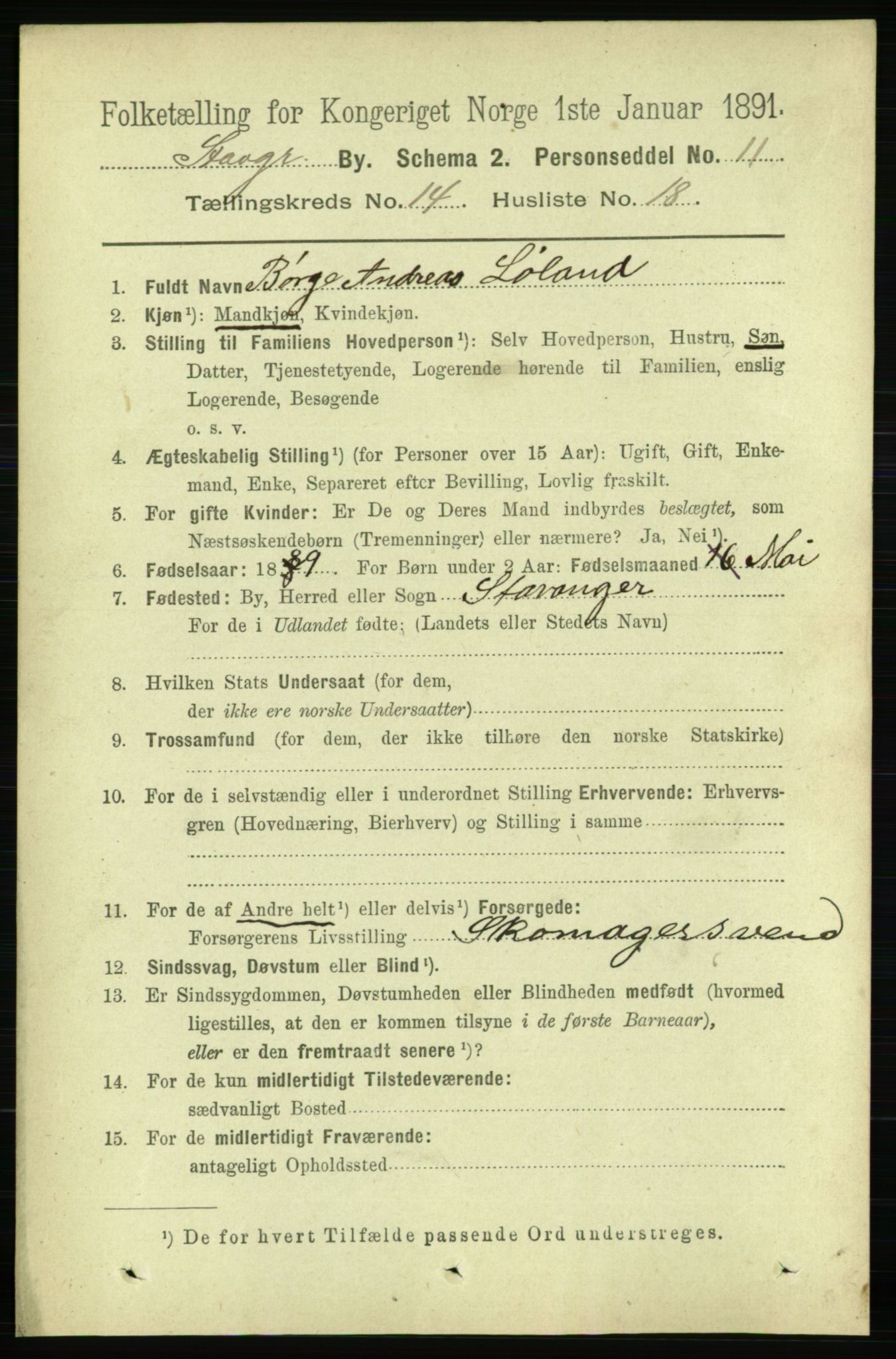 RA, Folketelling 1891 for 1103 Stavanger kjøpstad, 1891, s. 17118
