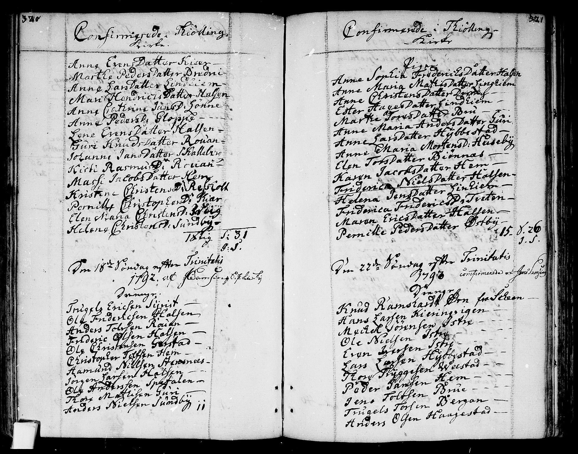 Tjølling kirkebøker, AV/SAKO-A-60/F/Fa/L0004: Ministerialbok nr. 4, 1779-1817, s. 320-321