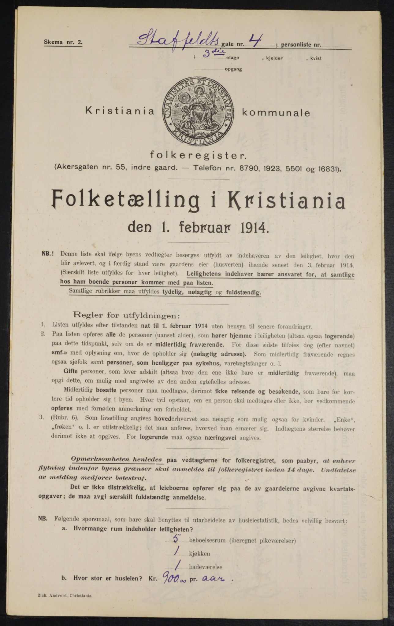 OBA, Kommunal folketelling 1.2.1914 for Kristiania, 1914, s. 100562