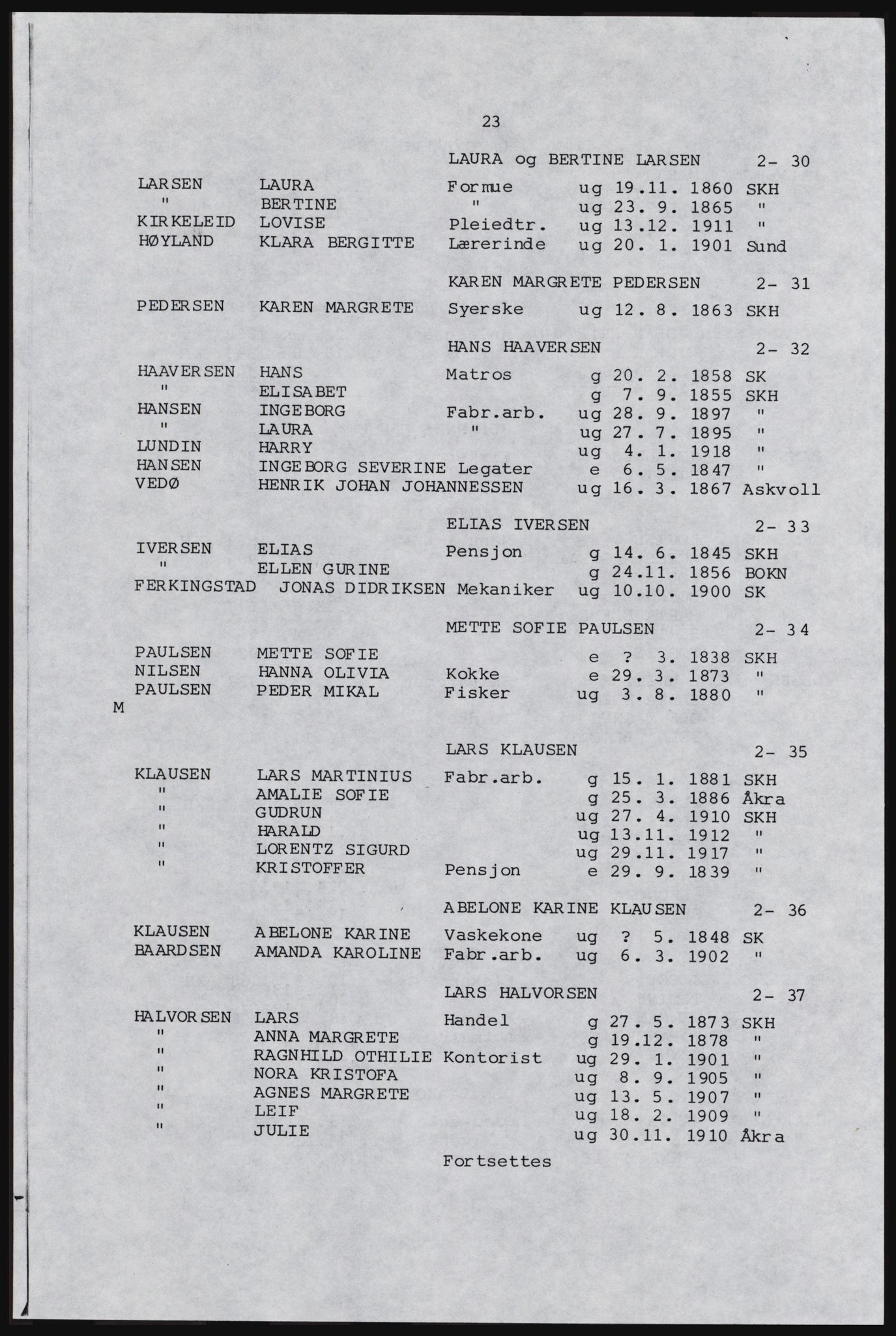 SAST, Avskrift av folketellingen 1920 for Karmøy, 1920, s. 35