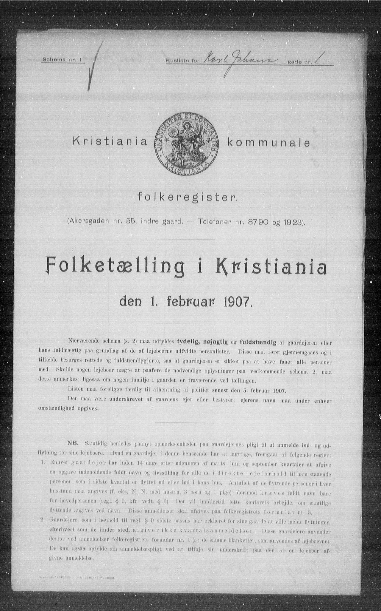 OBA, Kommunal folketelling 1.2.1907 for Kristiania kjøpstad, 1907, s. 24807