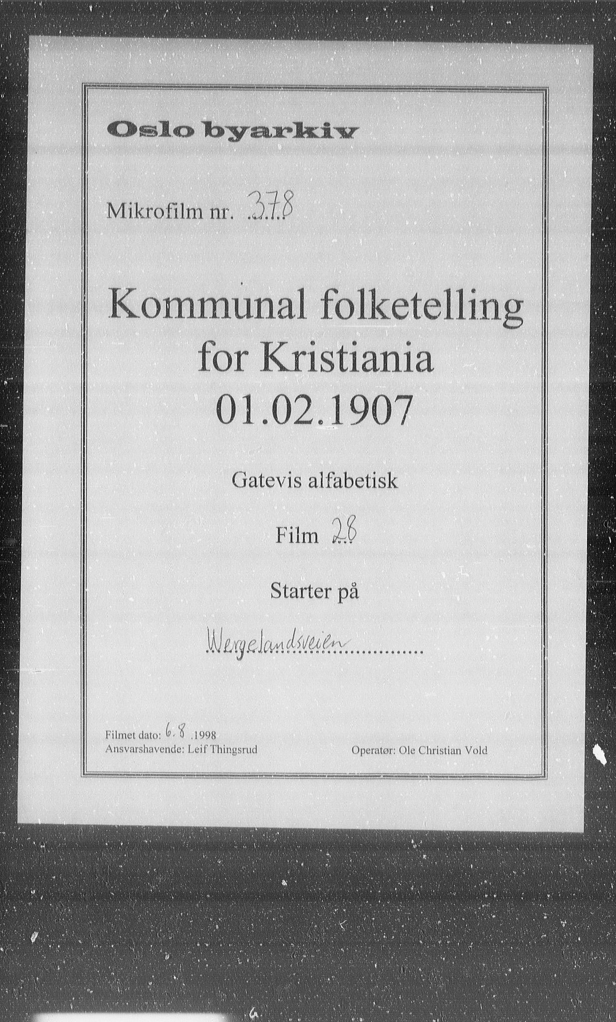 OBA, Kommunal folketelling 1.2.1907 for Kristiania kjøpstad, 1907, s. 64943