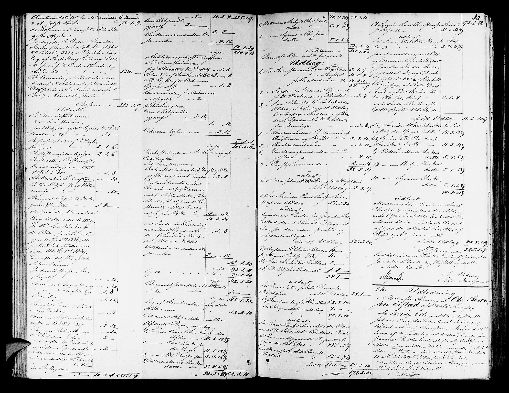 Nordhordland sorenskrivar, AV/SAB-A-2901/1/H/Hd/Hda/L0005: Skifteutlodningsprotokollar, 1851-1857, s. 41b-42a