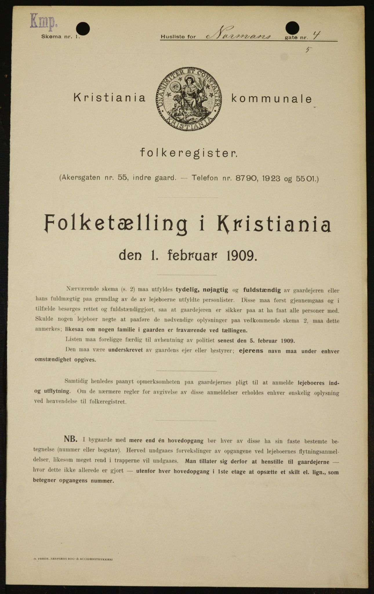 OBA, Kommunal folketelling 1.2.1909 for Kristiania kjøpstad, 1909, s. 66168