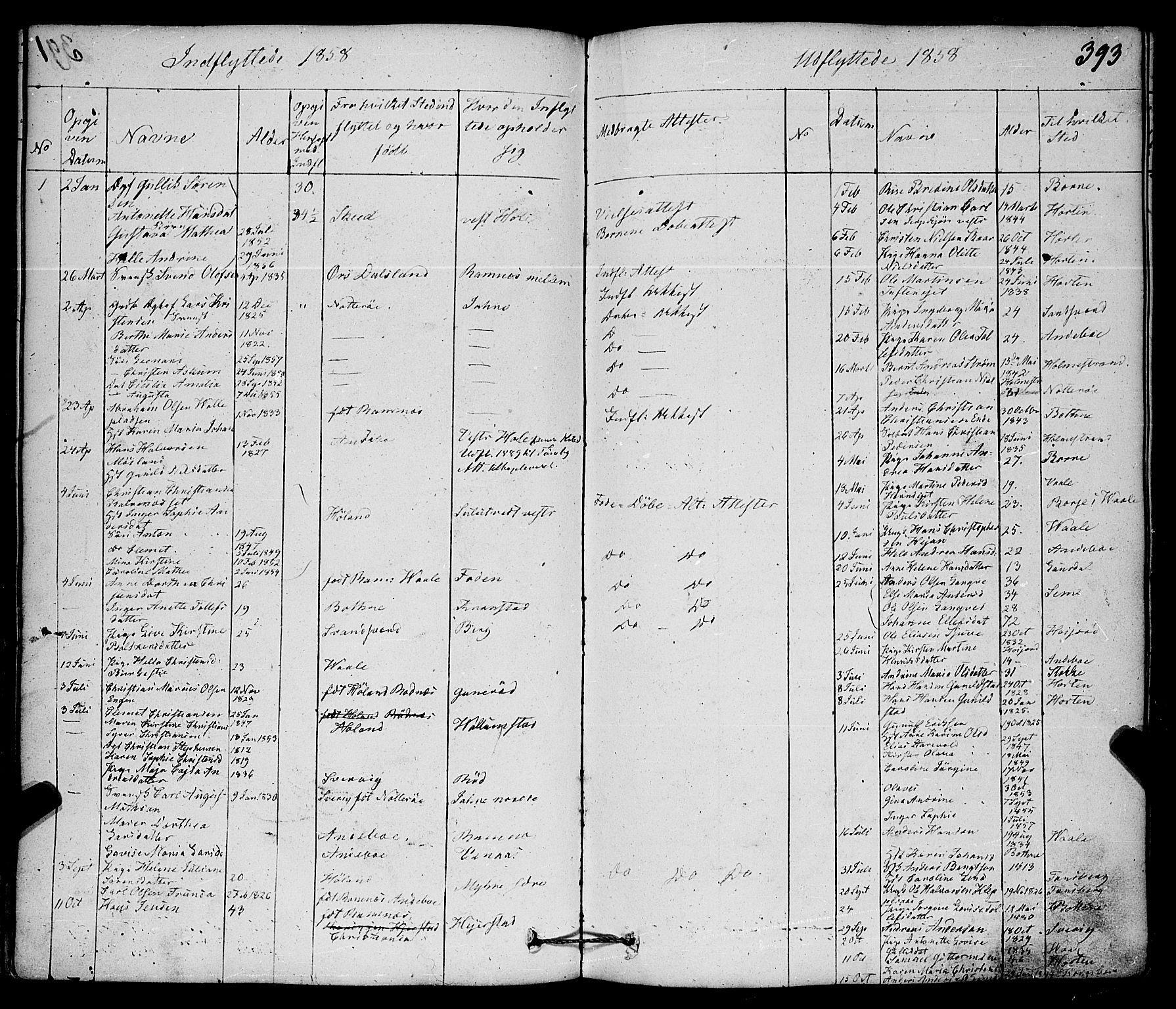 Ramnes kirkebøker, SAKO/A-314/F/Fa/L0005: Ministerialbok nr. I 5, 1841-1861, s. 392-393