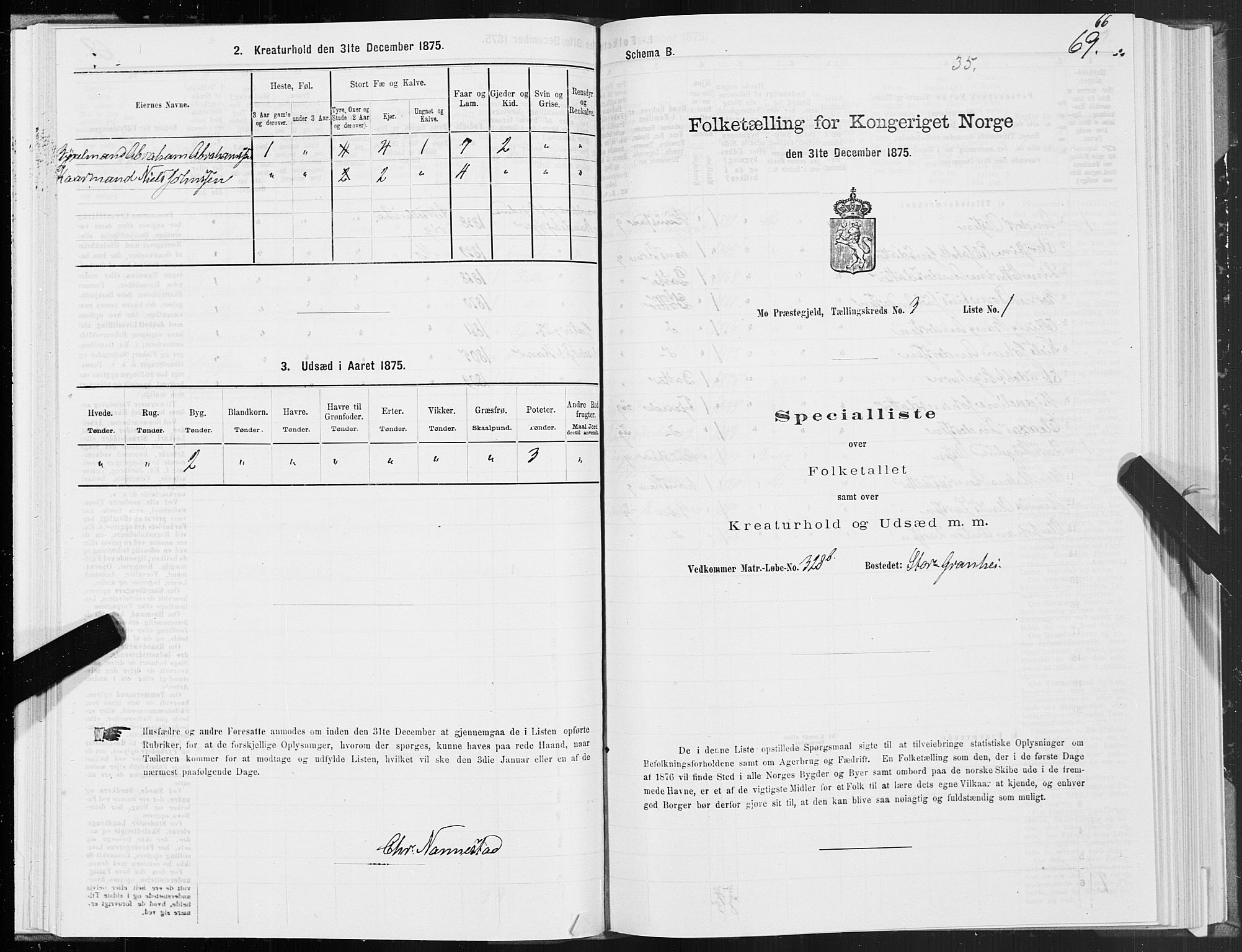 SAT, Folketelling 1875 for 1833P Mo prestegjeld, 1875, s. 2069