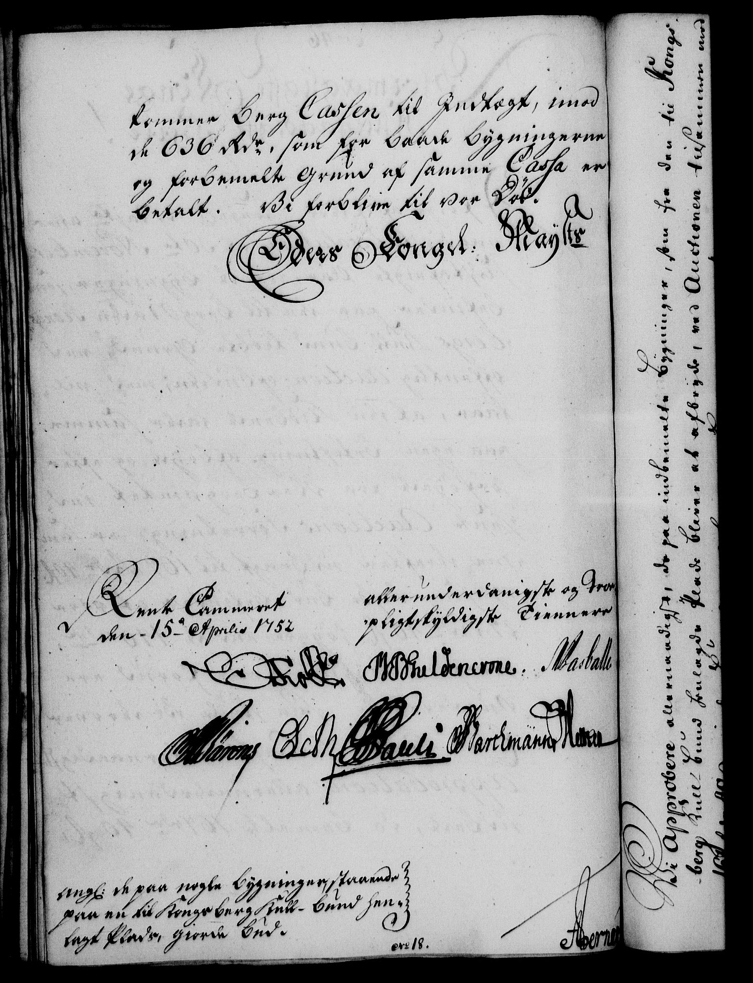 Rentekammeret, Kammerkanselliet, RA/EA-3111/G/Gf/Gfa/L0034: Norsk relasjons- og resolusjonsprotokoll (merket RK 52.34), 1752, s. 222