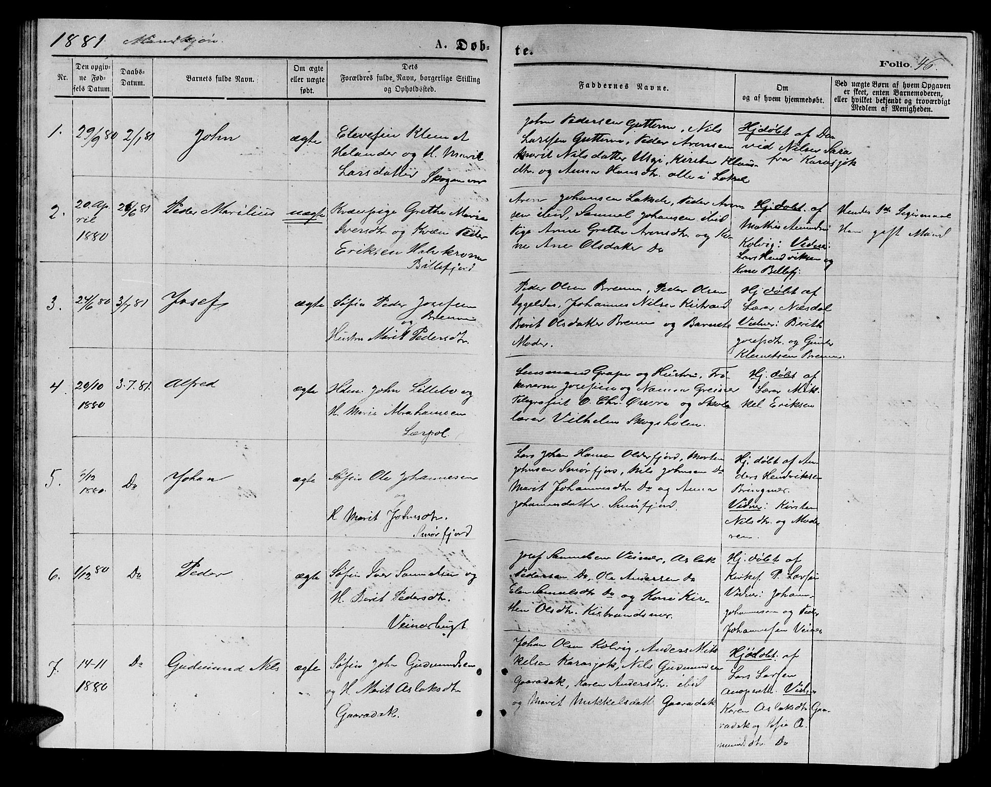Kistrand/Porsanger sokneprestembete, AV/SATØ-S-1351/H/Hb/L0003.klokk: Klokkerbok nr. 3, 1874-1885, s. 46