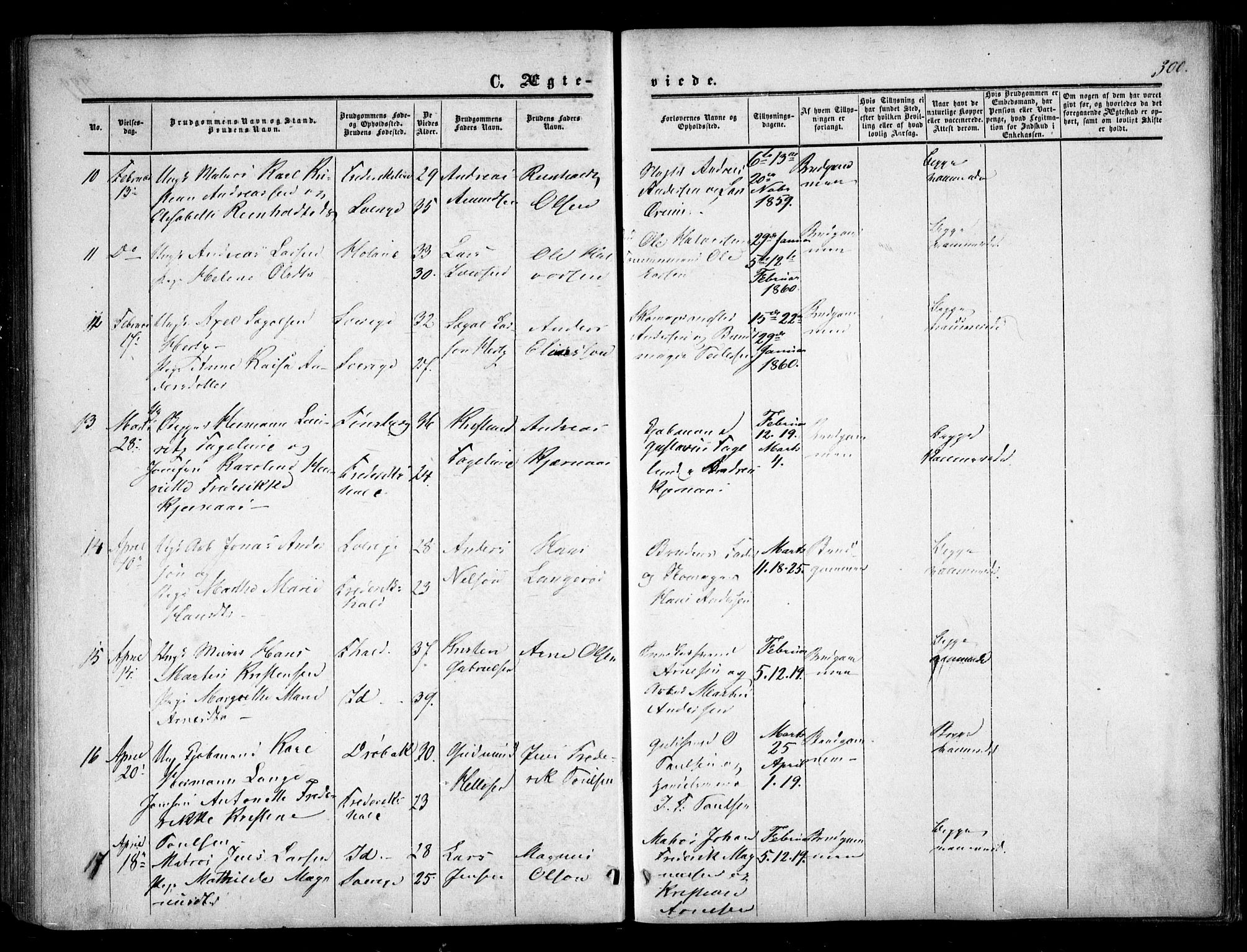 Halden prestekontor Kirkebøker, AV/SAO-A-10909/F/Fa/L0007: Ministerialbok nr. I 7, 1857-1865, s. 300