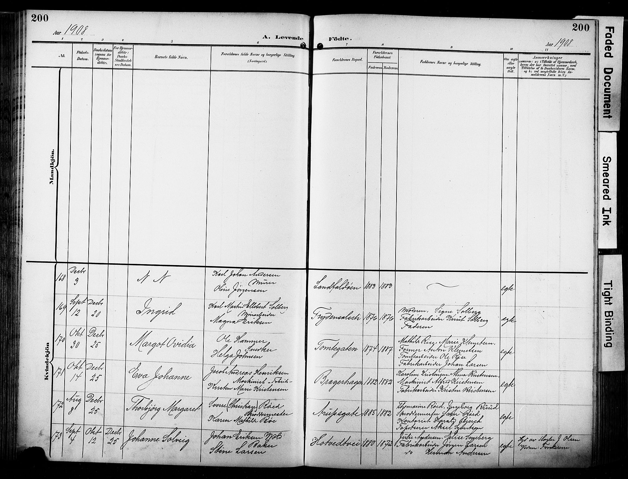 Bragernes kirkebøker, AV/SAKO-A-6/F/Fb/L0009: Ministerialbok nr. II 9, 1902-1911, s. 200