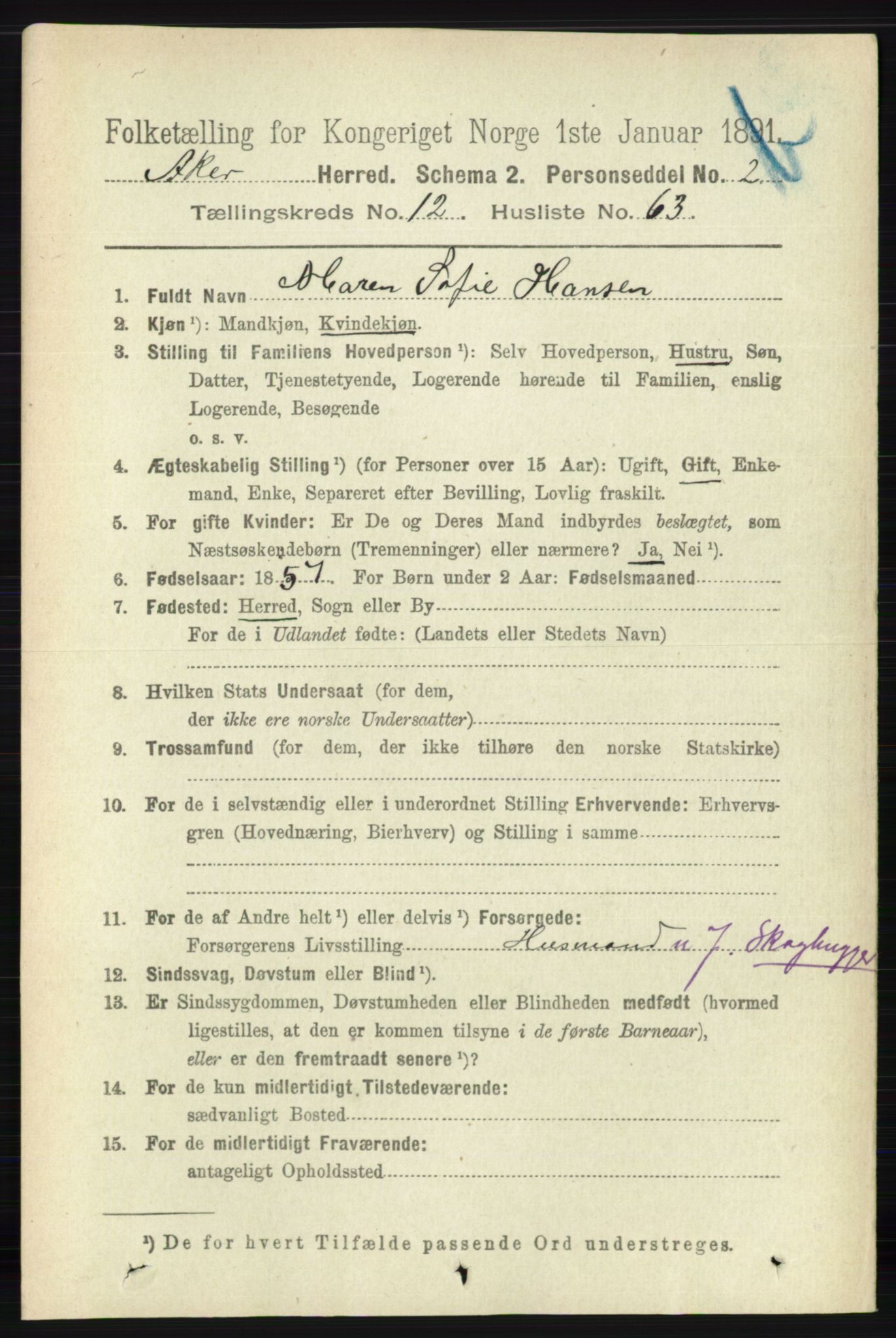 RA, Folketelling 1891 for 0218 Aker herred, 1891, s. 12019
