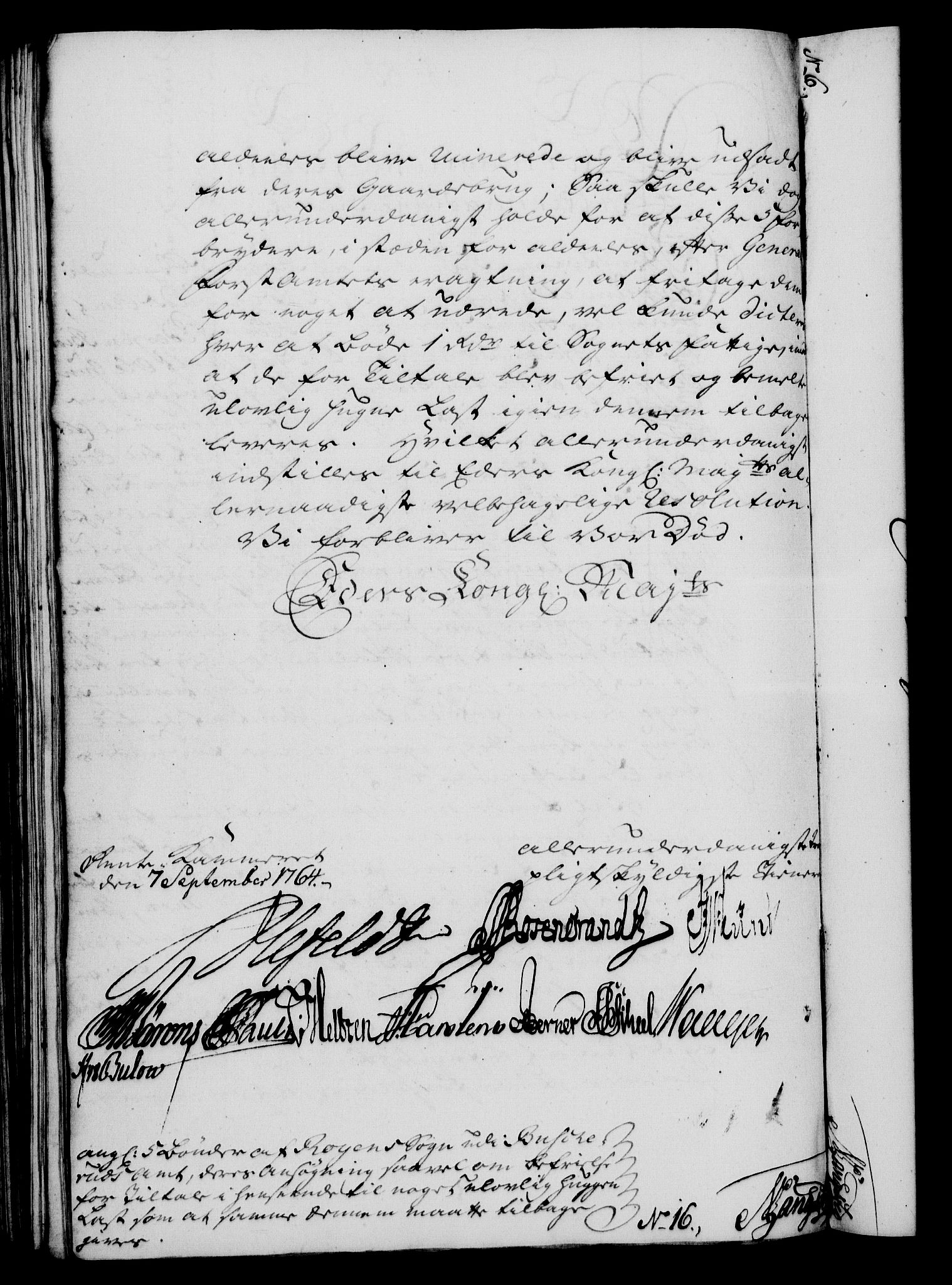 Rentekammeret, Kammerkanselliet, RA/EA-3111/G/Gf/Gfa/L0046: Norsk relasjons- og resolusjonsprotokoll (merket RK 52.46), 1764, s. 355