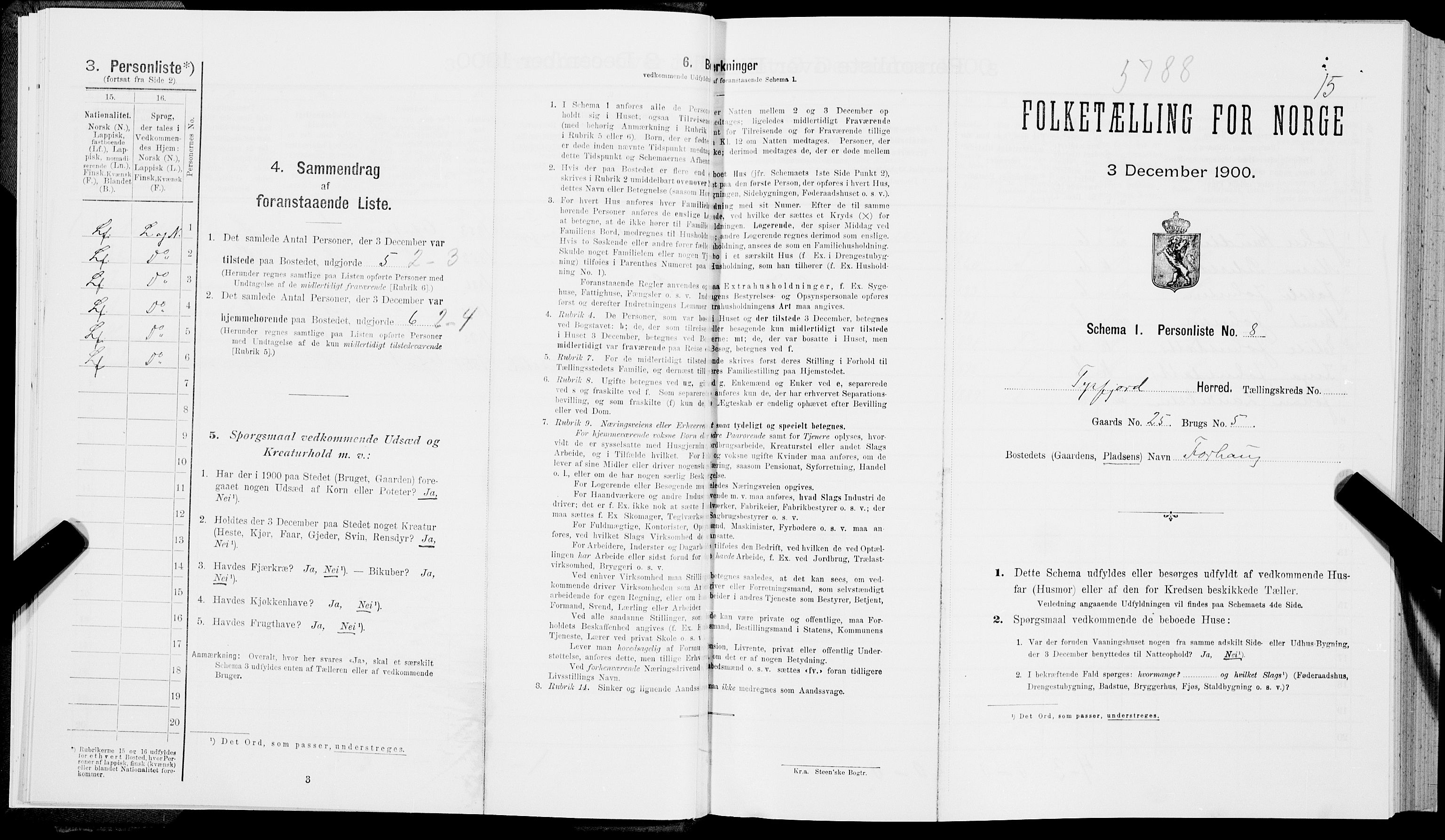 SAT, Folketelling 1900 for 1850 Tysfjord herred, 1900, s. 311