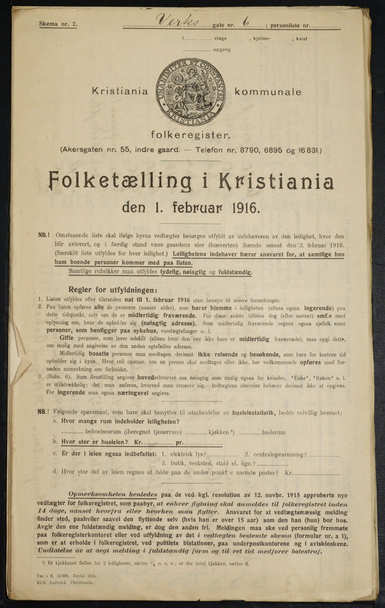 OBA, Kommunal folketelling 1.2.1916 for Kristiania, 1916, s. 125720