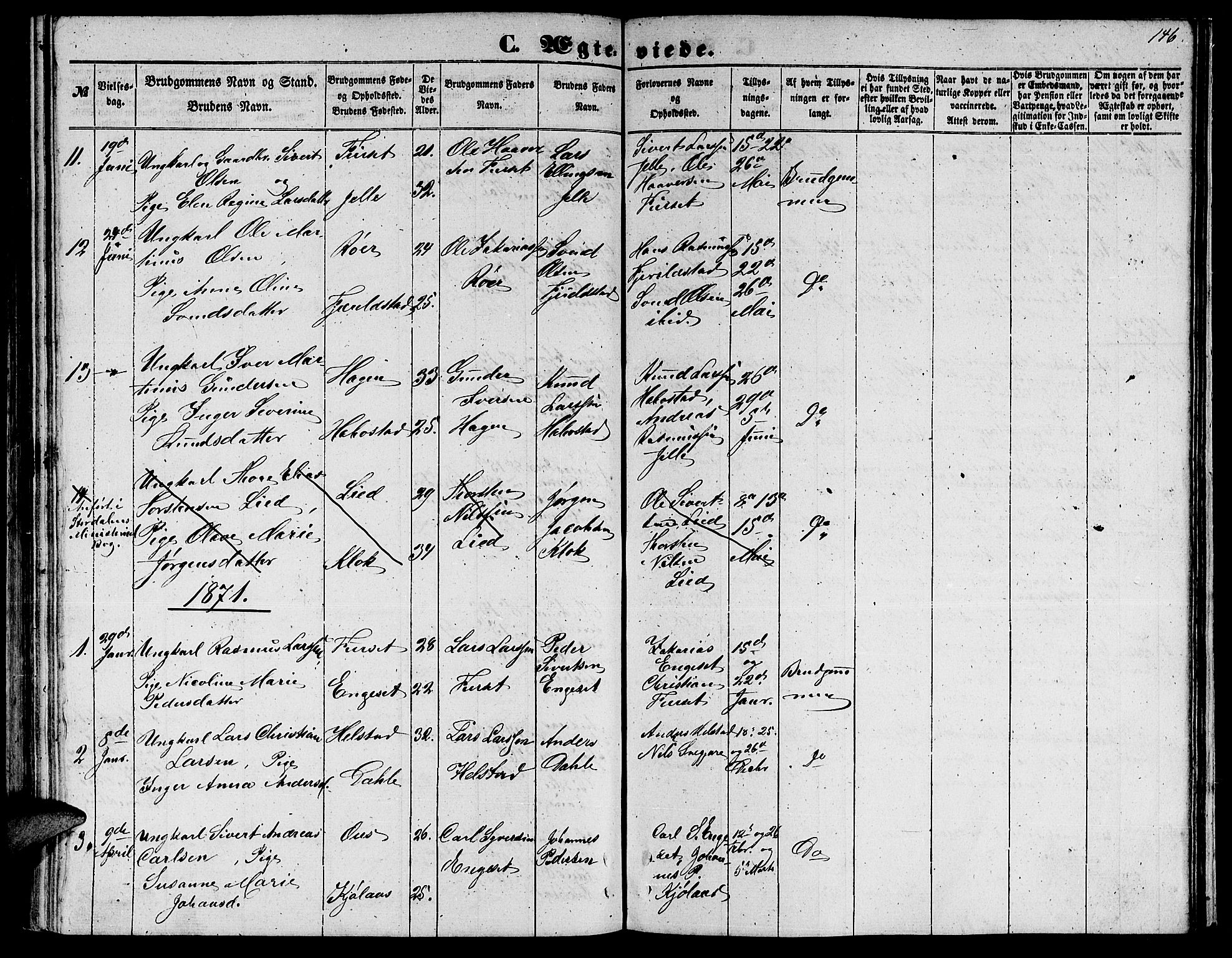 Ministerialprotokoller, klokkerbøker og fødselsregistre - Møre og Romsdal, AV/SAT-A-1454/520/L0291: Klokkerbok nr. 520C03, 1854-1881, s. 146