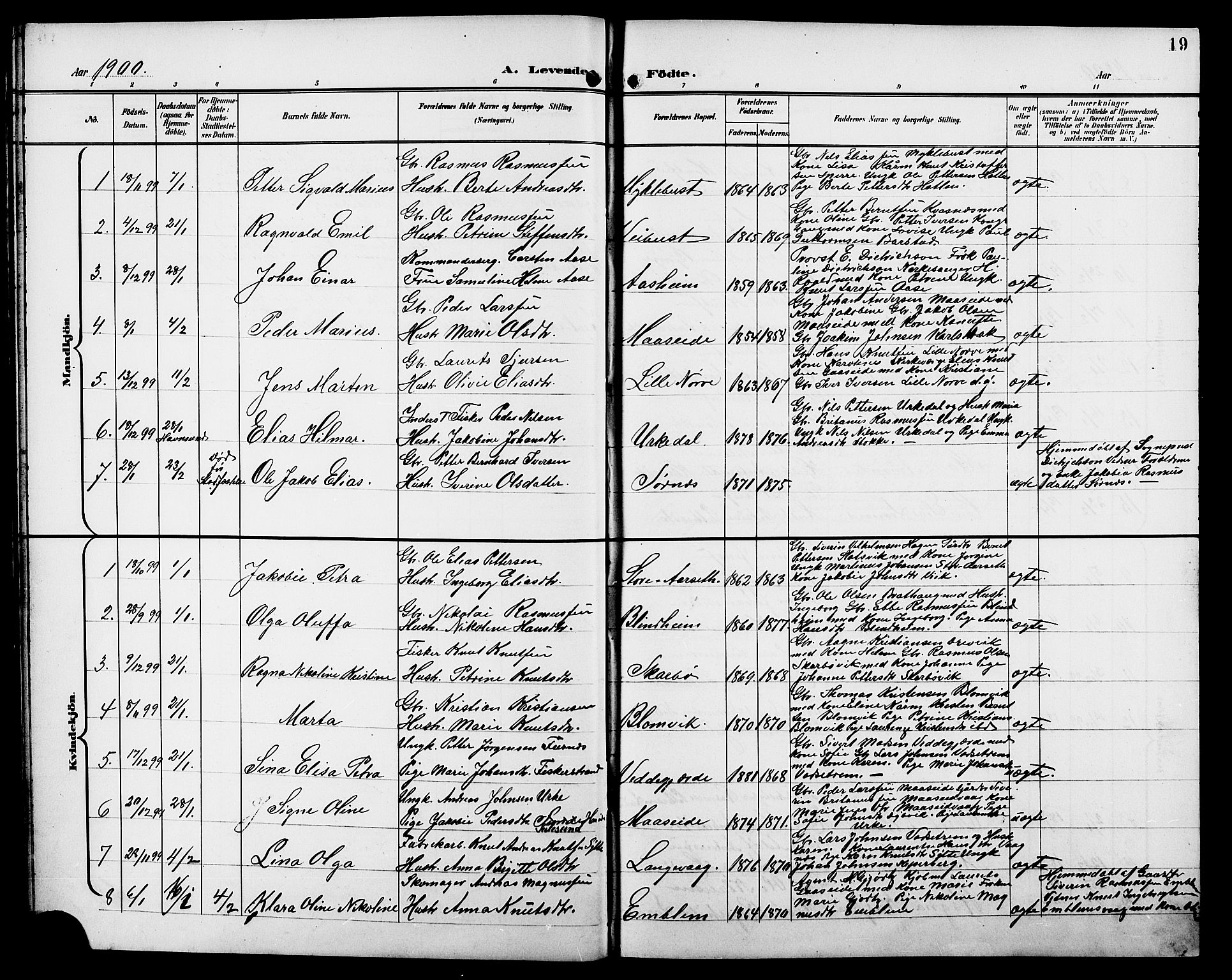 Ministerialprotokoller, klokkerbøker og fødselsregistre - Møre og Romsdal, SAT/A-1454/528/L0432: Klokkerbok nr. 528C13, 1898-1918, s. 19