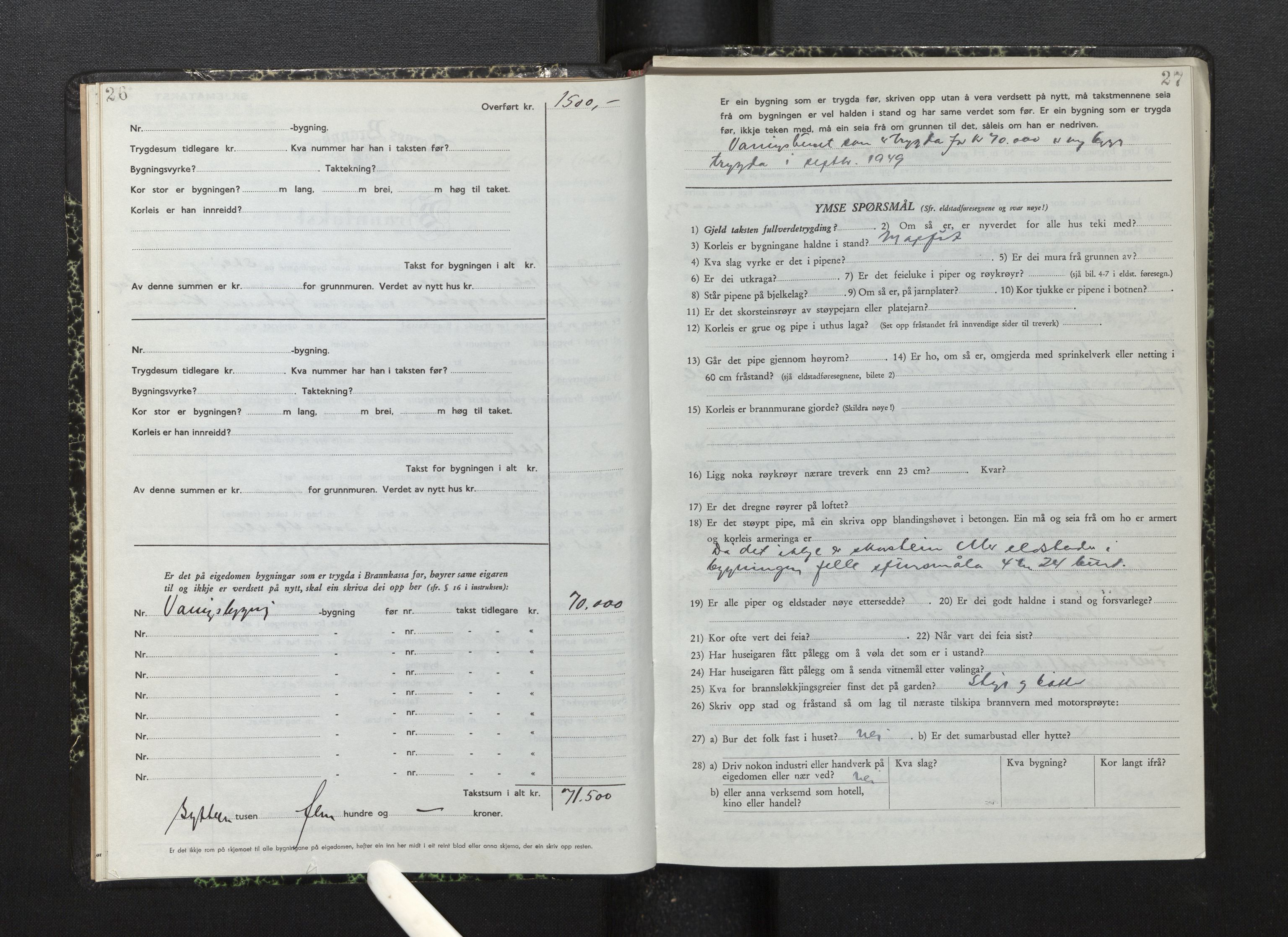 Lensmannen i Førde, AV/SAB-A-27401/0012/L0011: Branntakstprotokoll, skjematakst, 1948-1954, s. 26-27