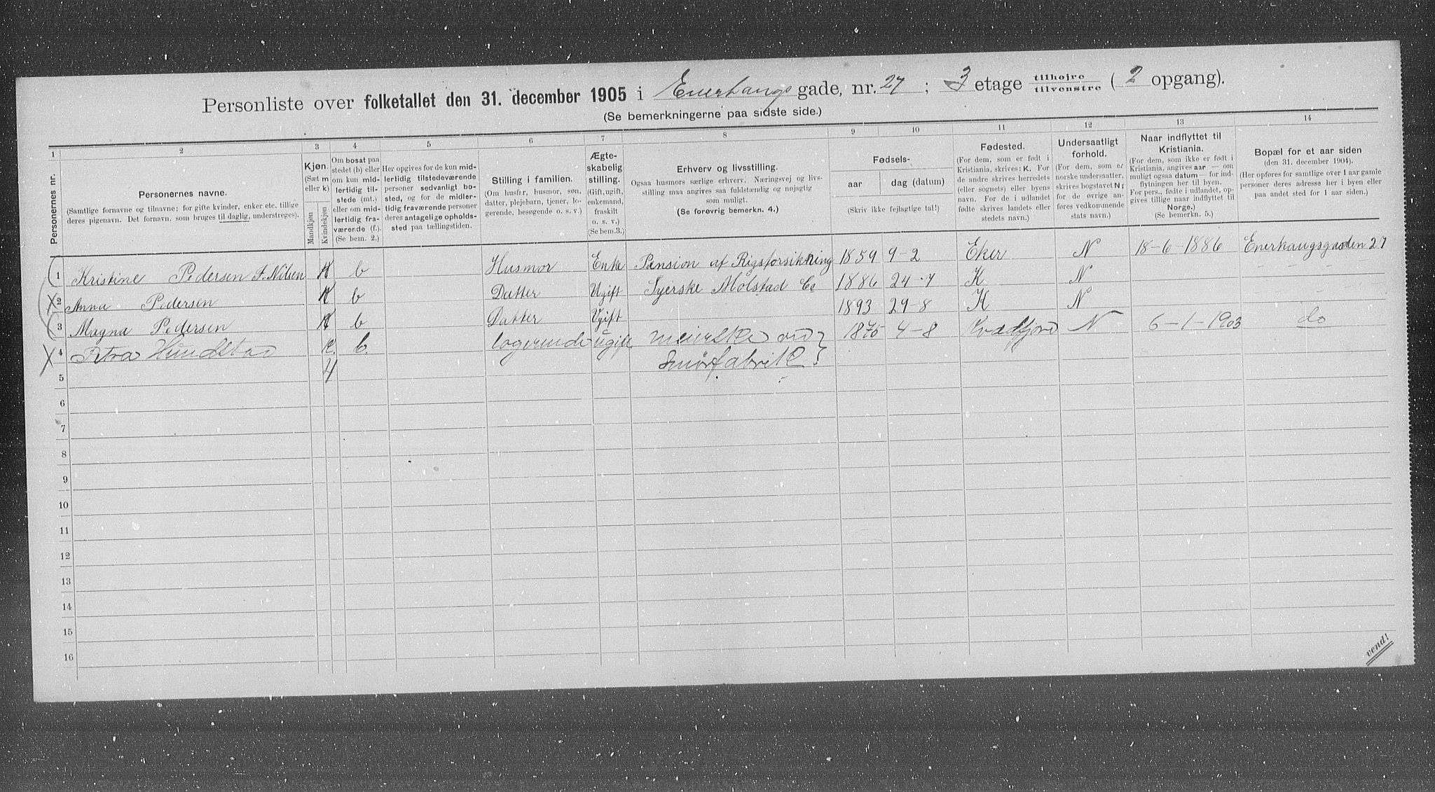 OBA, Kommunal folketelling 31.12.1905 for Kristiania kjøpstad, 1905, s. 10961