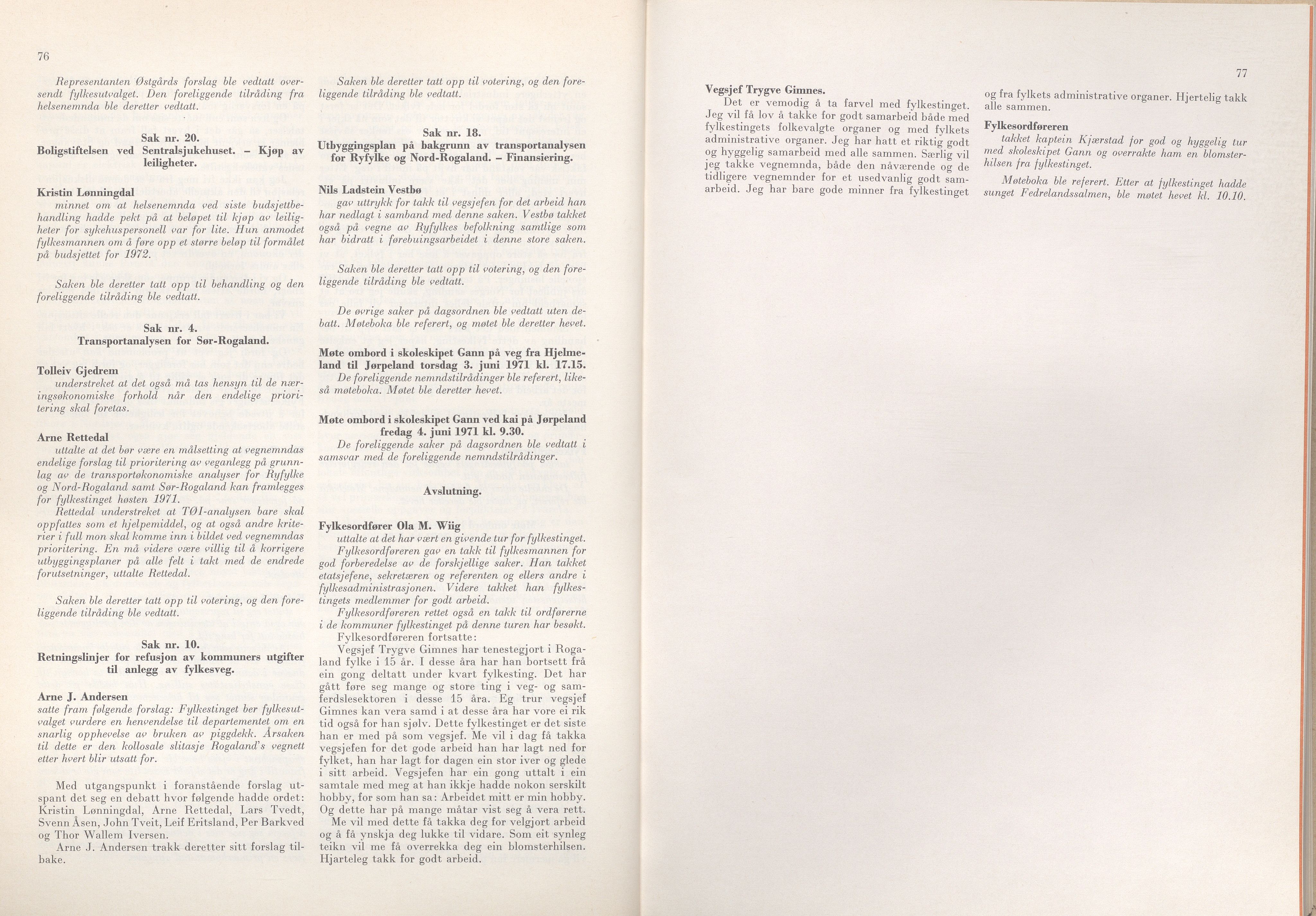 Rogaland fylkeskommune - Fylkesrådmannen , IKAR/A-900/A/Aa/Aaa/L0091: Møtebok , 1971, s. 76-77