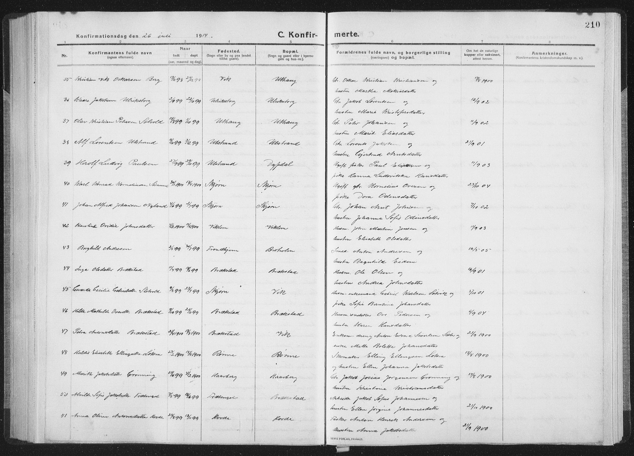 Ministerialprotokoller, klokkerbøker og fødselsregistre - Sør-Trøndelag, SAT/A-1456/659/L0747: Klokkerbok nr. 659C04, 1913-1938, s. 210