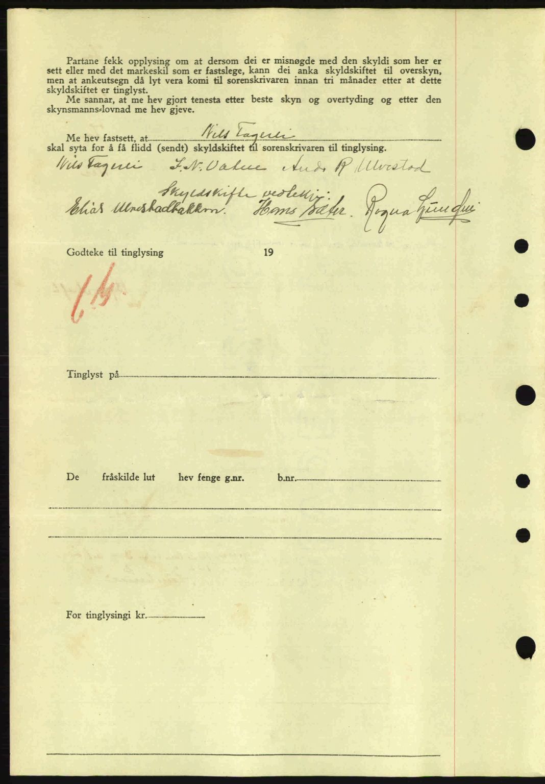 Nordre Sunnmøre sorenskriveri, AV/SAT-A-0006/1/2/2C/2Ca: Pantebok nr. A19, 1944-1945, Dagboknr: 1431/1944