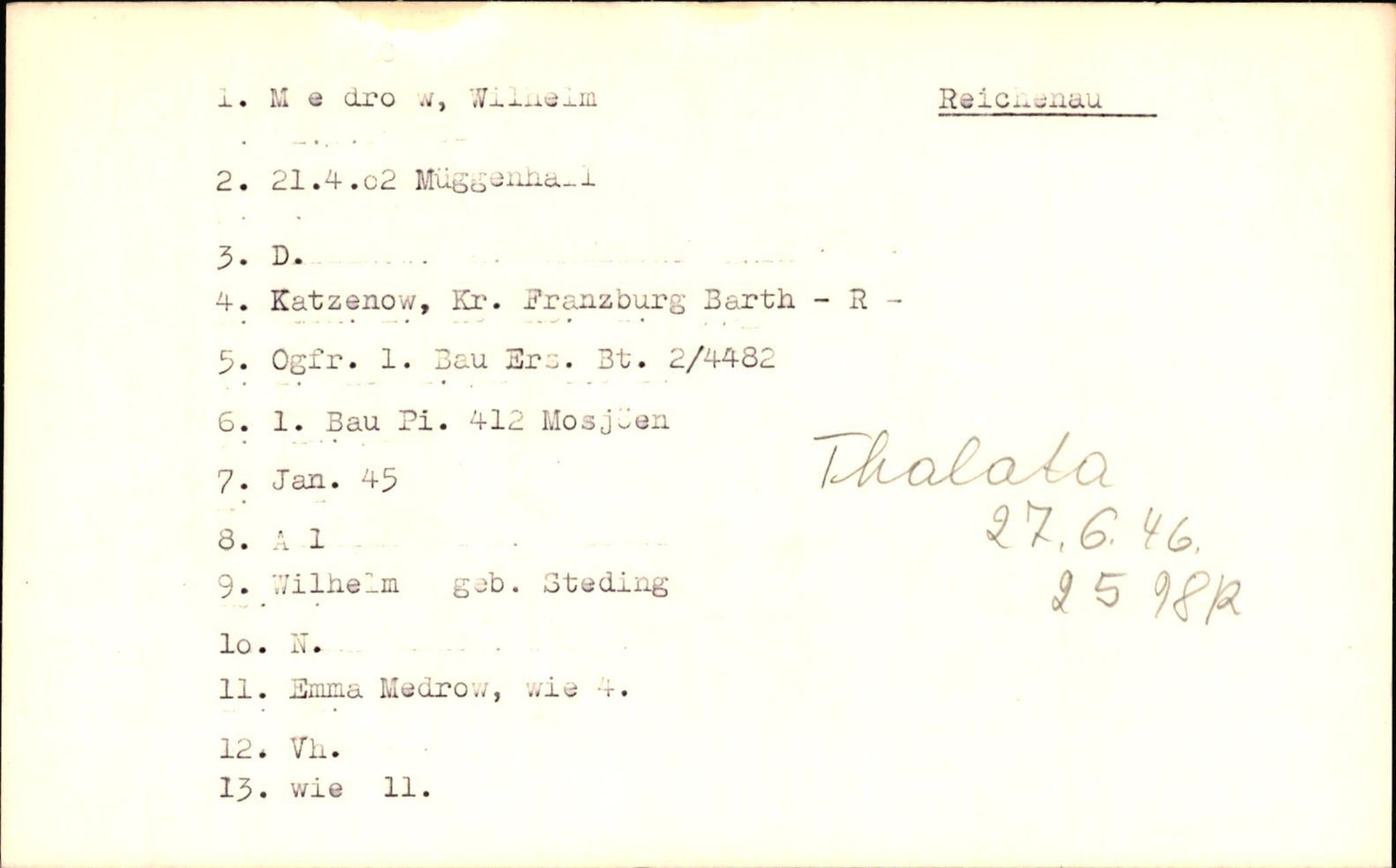 Hjemsendte tyskere , RA/RAFA-6487/D/Db/L0019: Medrow-Mulsow, 1945-1947, s. 4