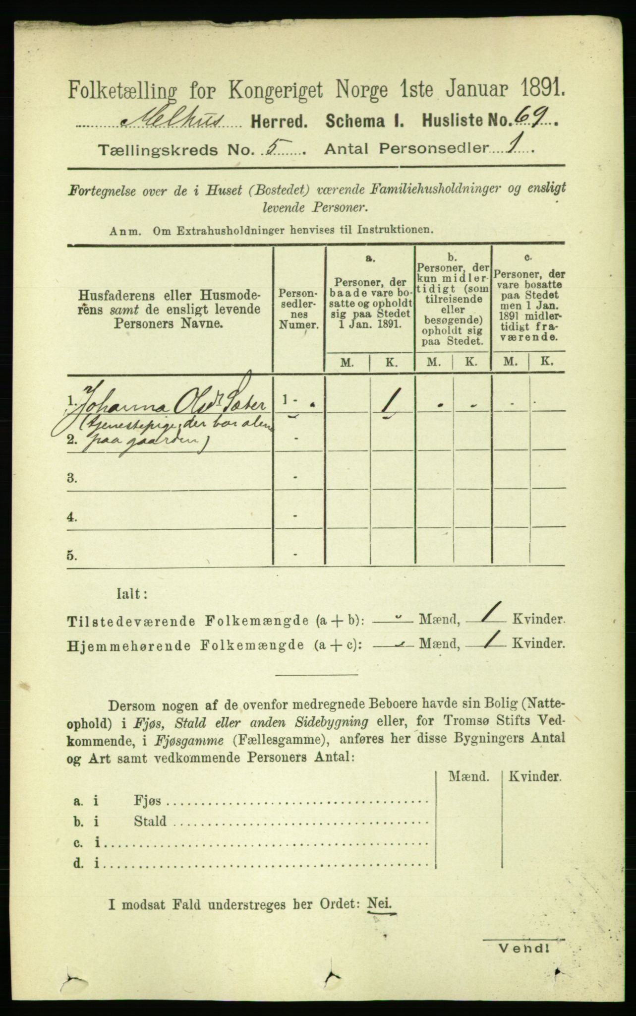 RA, Folketelling 1891 for 1653 Melhus herred, 1891, s. 2423