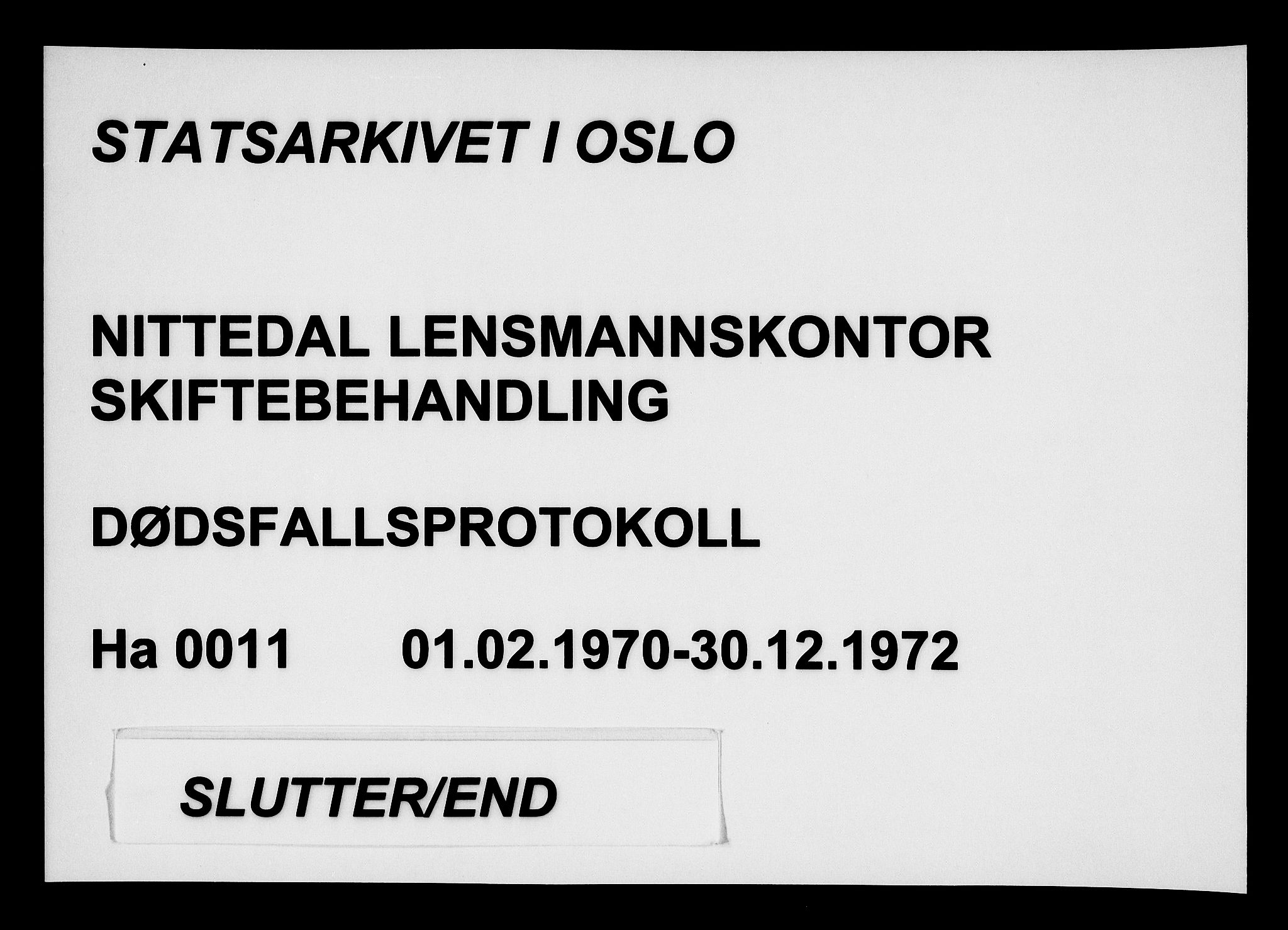Nittedal lensmannskontor, SAO/A-10454/H/Ha/L0011: Dødsfallsprotokoll, 1970-1972