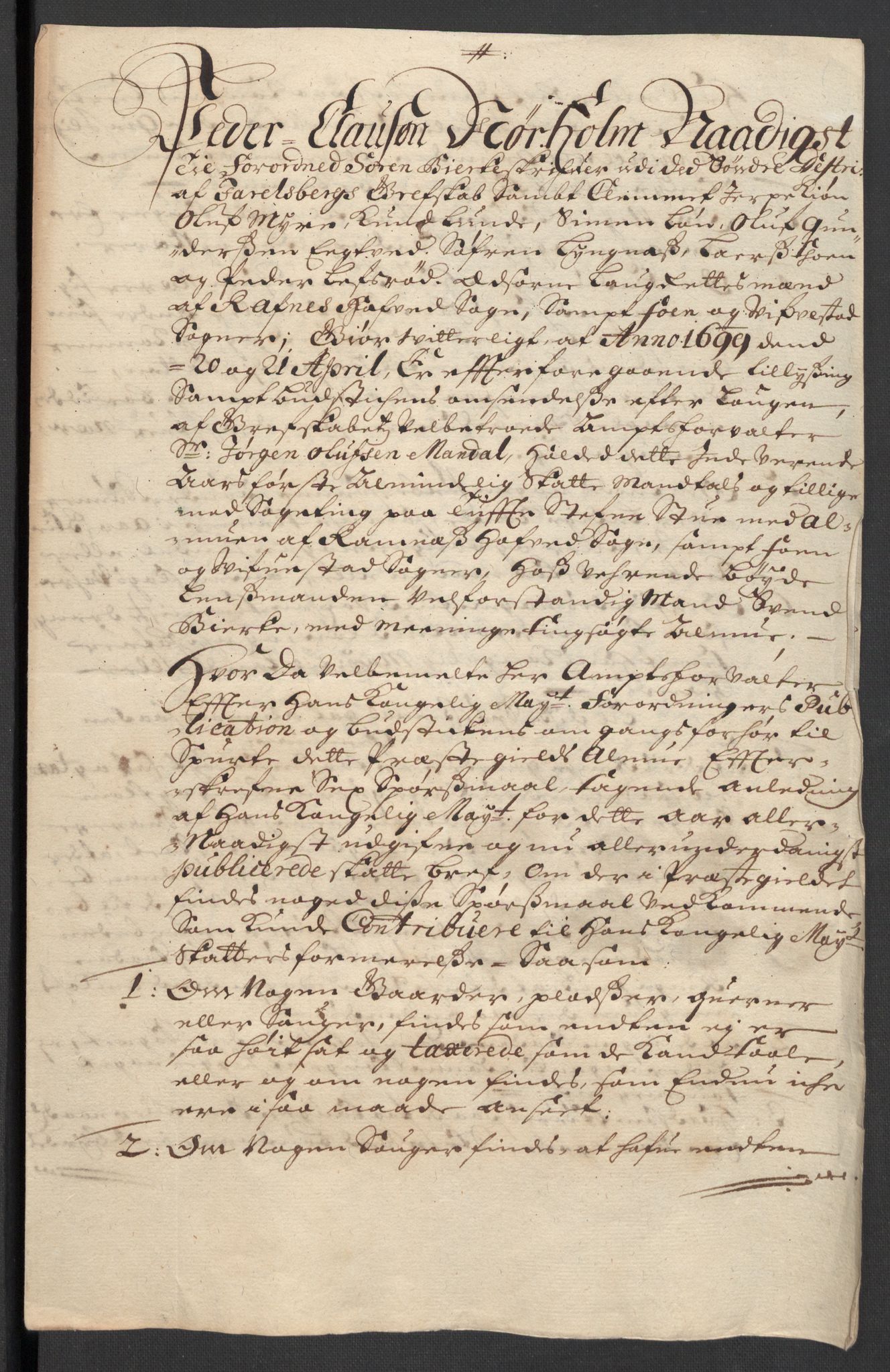 Rentekammeret inntil 1814, Reviderte regnskaper, Fogderegnskap, RA/EA-4092/R32/L1868: Fogderegnskap Jarlsberg grevskap, 1697-1699, s. 272