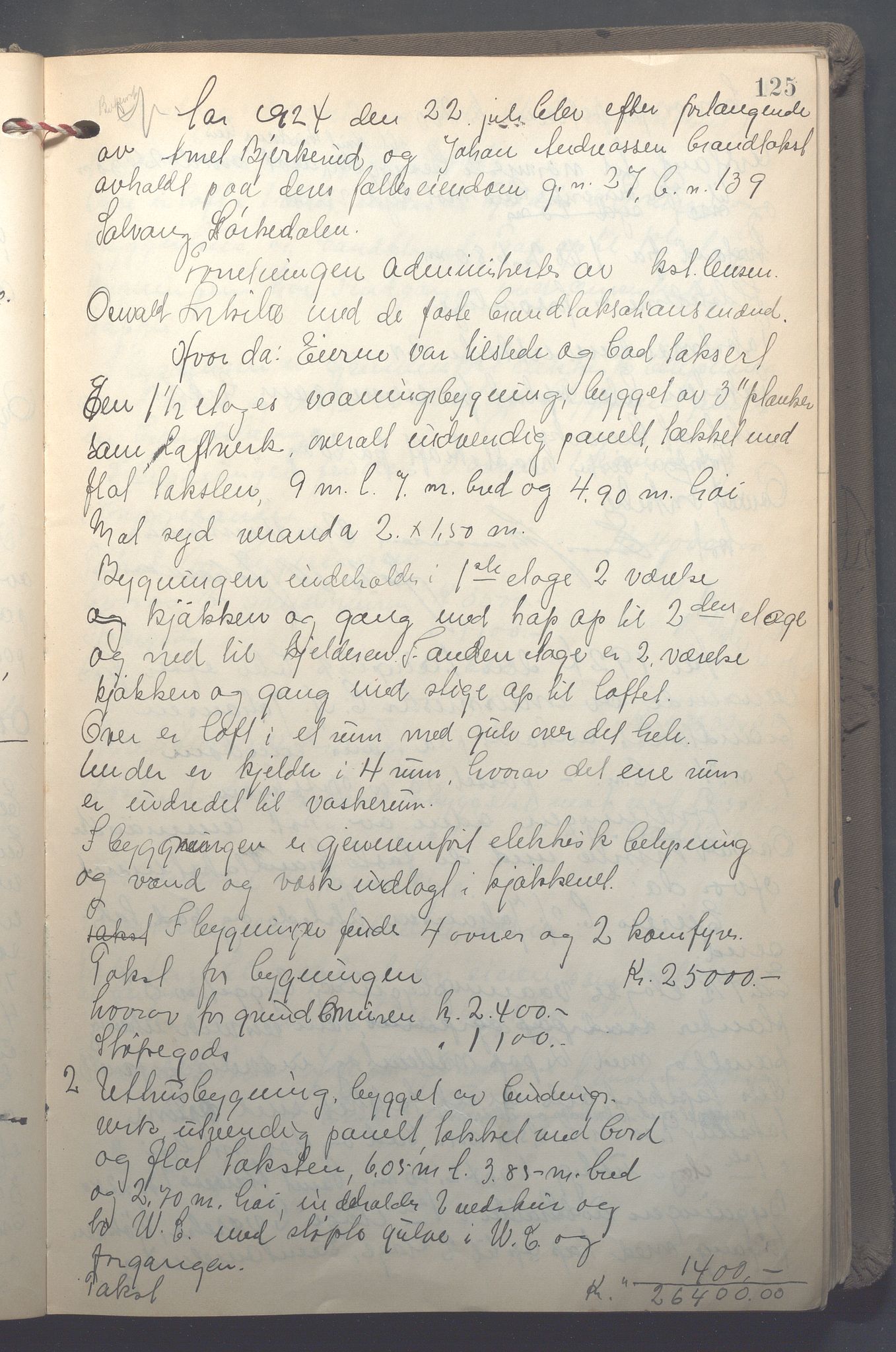 Lensmennene i Aker, OBA/A-10133/F/Fb/L0002: Branntakstprotokoll, 1922-1929, s. 125