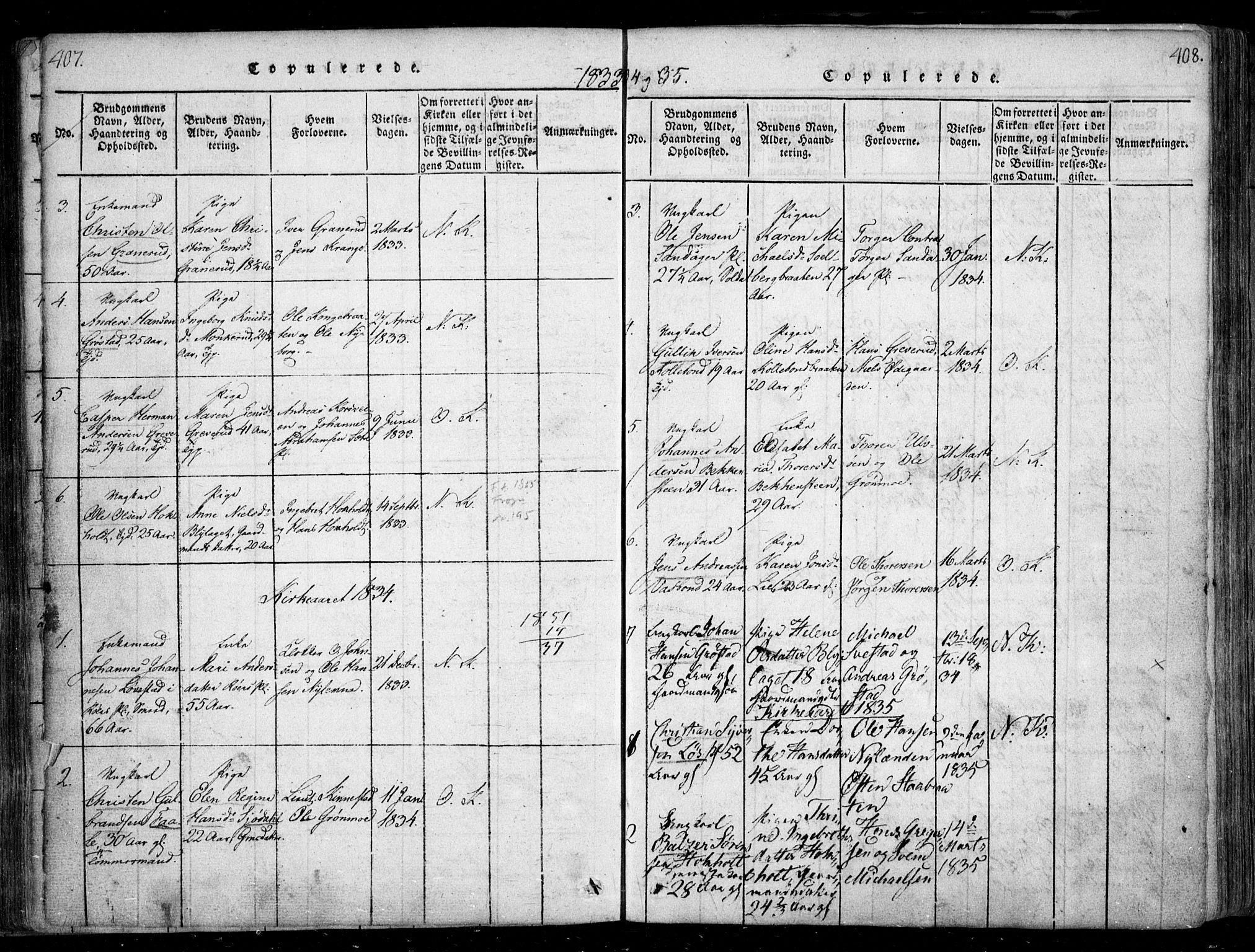 Nesodden prestekontor Kirkebøker, AV/SAO-A-10013/F/Fa/L0006: Ministerialbok nr. I 6, 1814-1847, s. 407-408