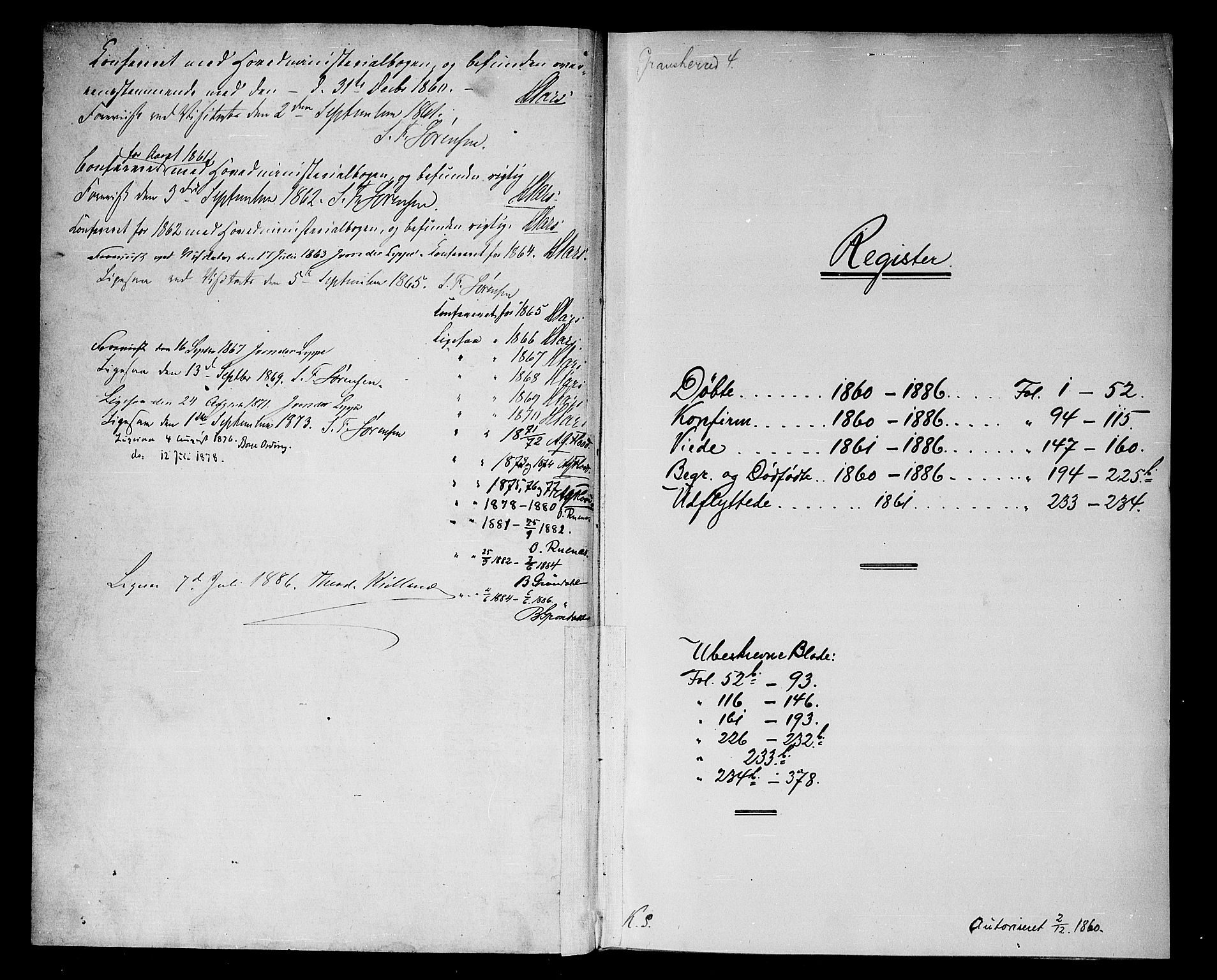 Gransherad kirkebøker, AV/SAKO-A-267/G/Gb/L0002: Klokkerbok nr. II 2, 1860-1886