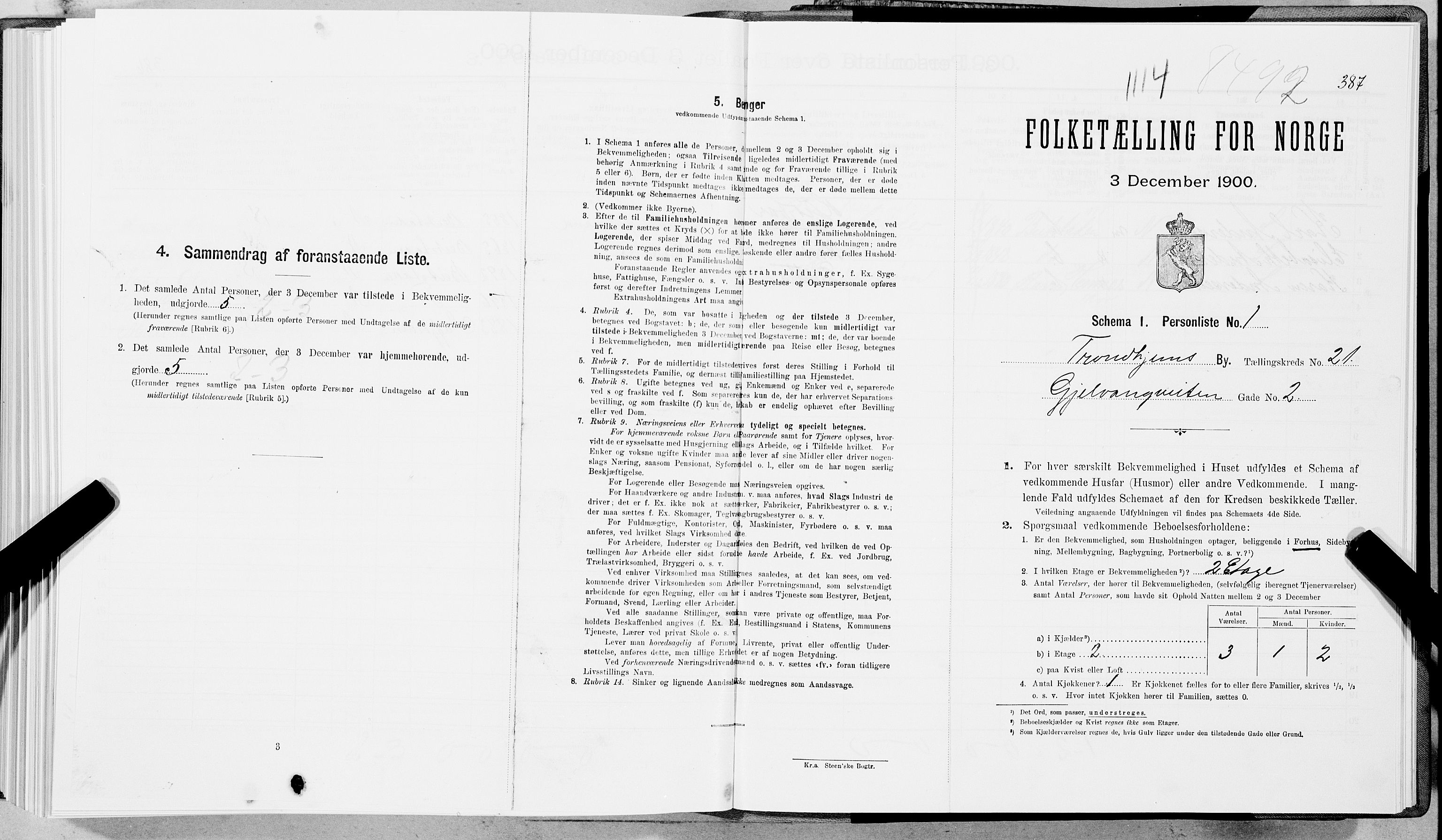 SAT, Folketelling 1900 for 1601 Trondheim kjøpstad, 1900, s. 3452