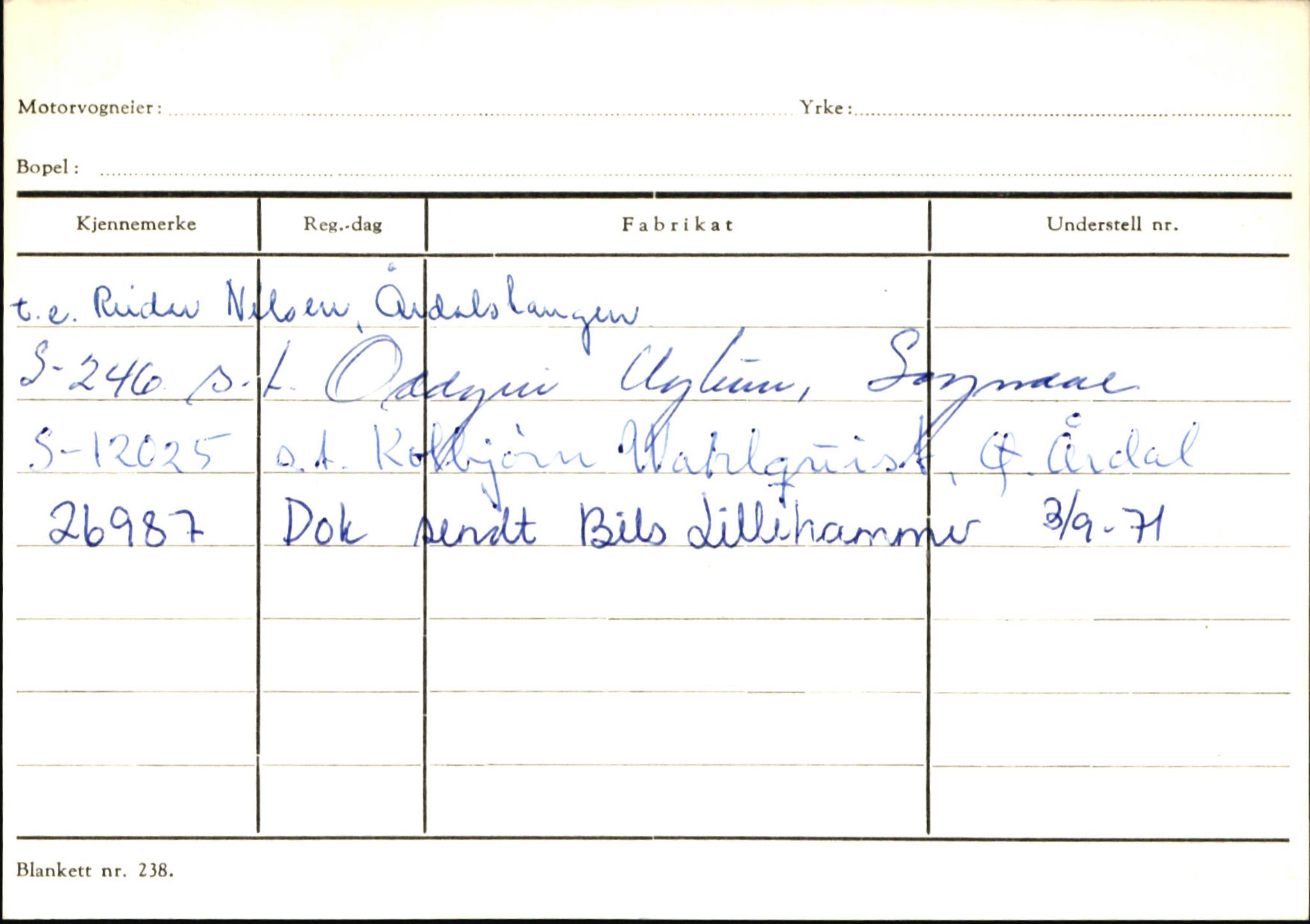 Statens vegvesen, Sogn og Fjordane vegkontor, AV/SAB-A-5301/4/F/L0146: Registerkort Årdal R-Å samt diverse kort, 1945-1975, s. 1287